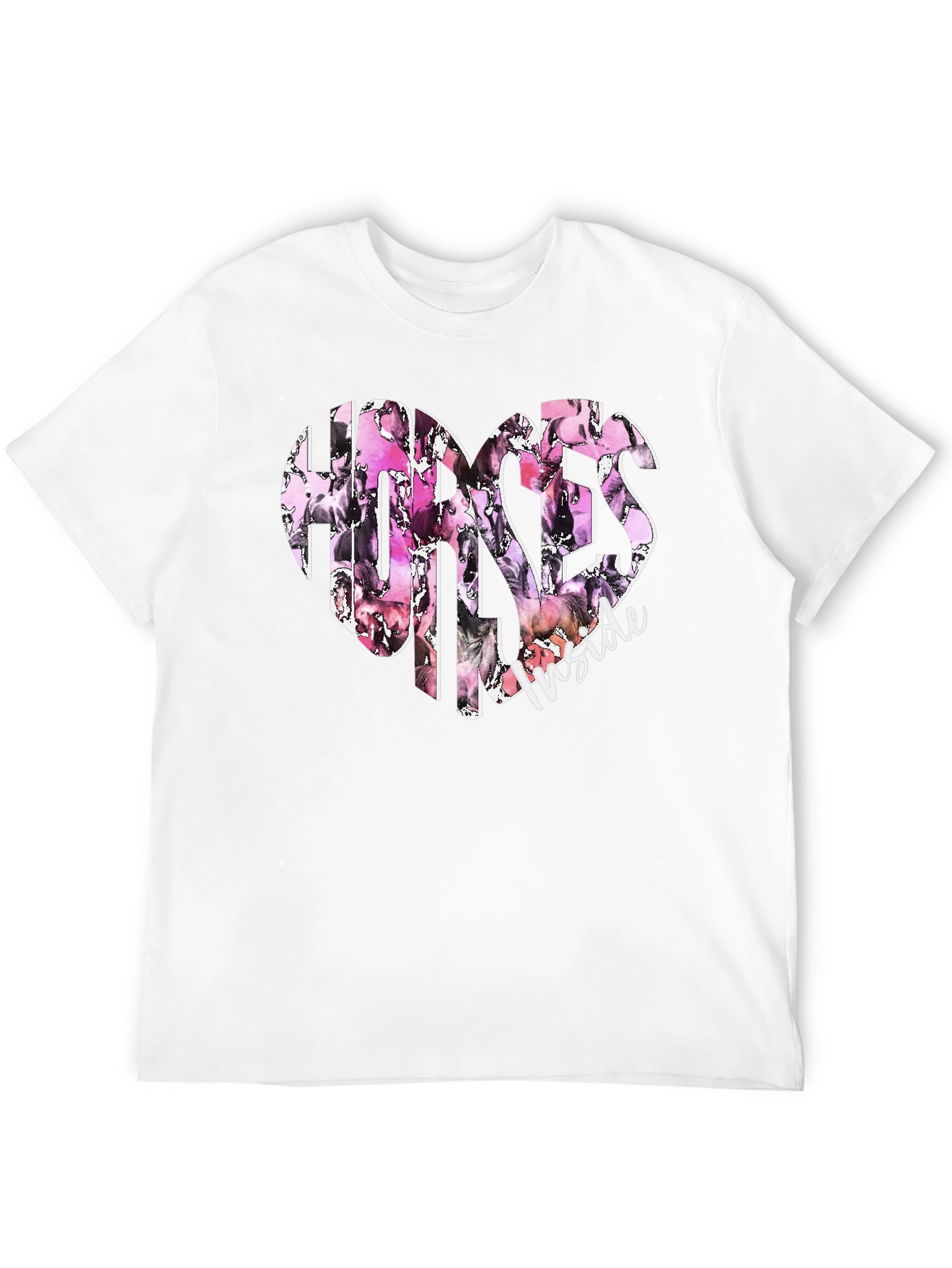 Horses Inside Heart Graphic Black T-Shirt