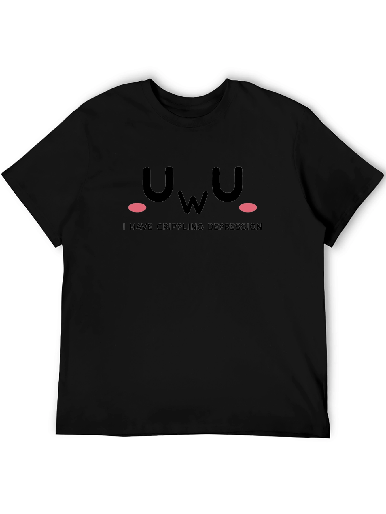 UwU Crippling Depression T-Shirt Black Cotton Tee