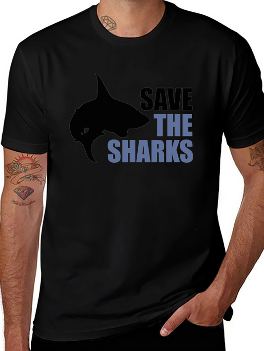 Save The Sharks Black Graphic Tee