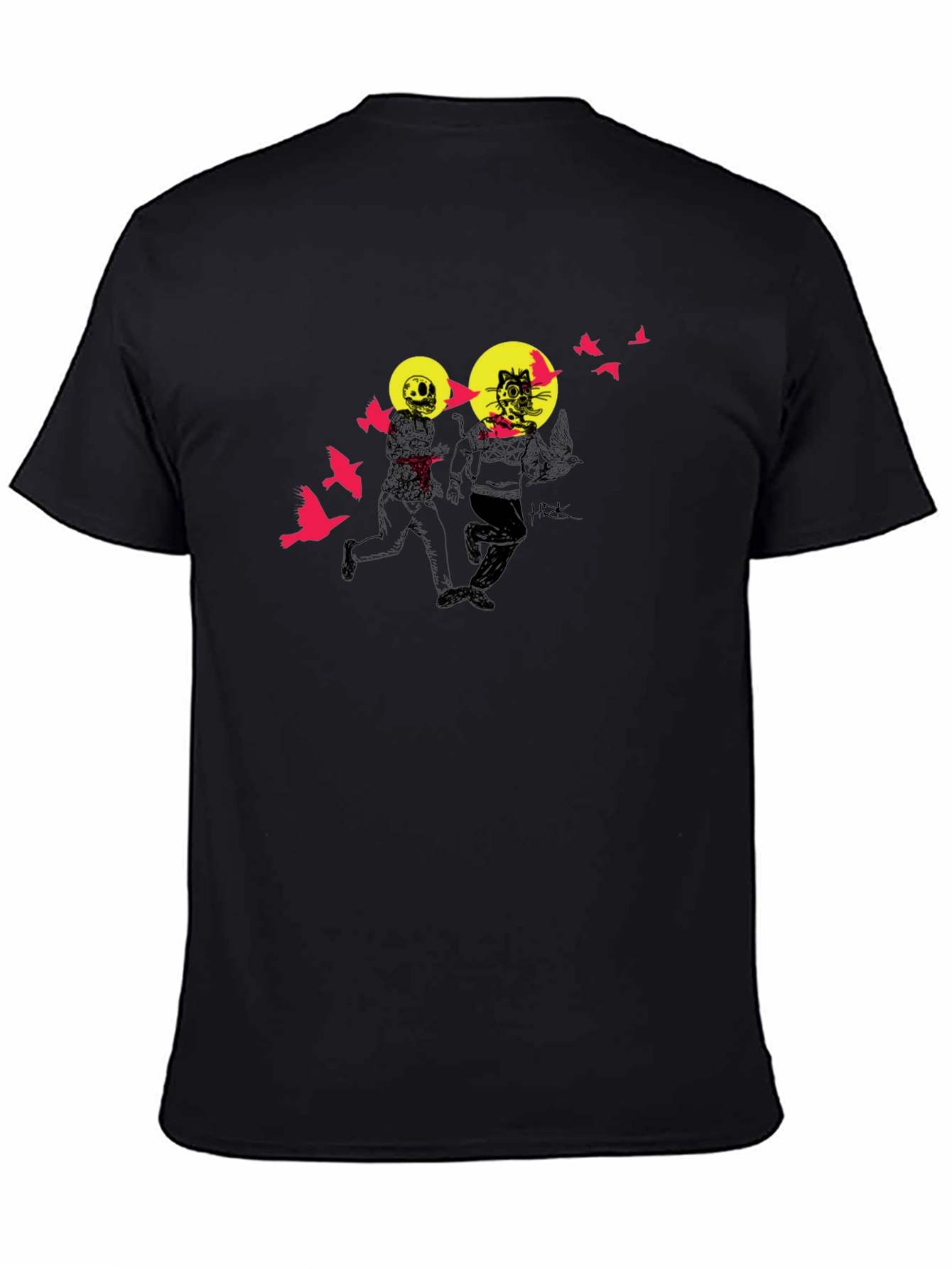 Graphic Print Black Crewneck T-Shirt