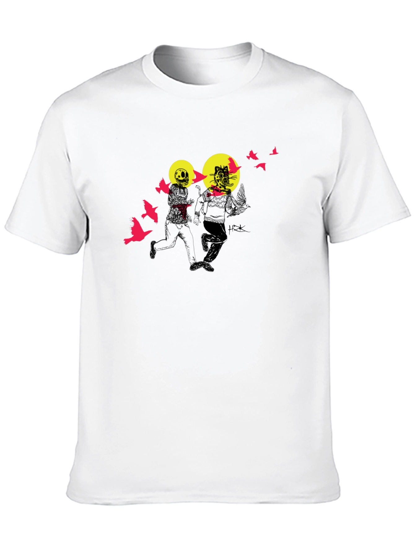 Graphic Print Black Crewneck T-Shirt