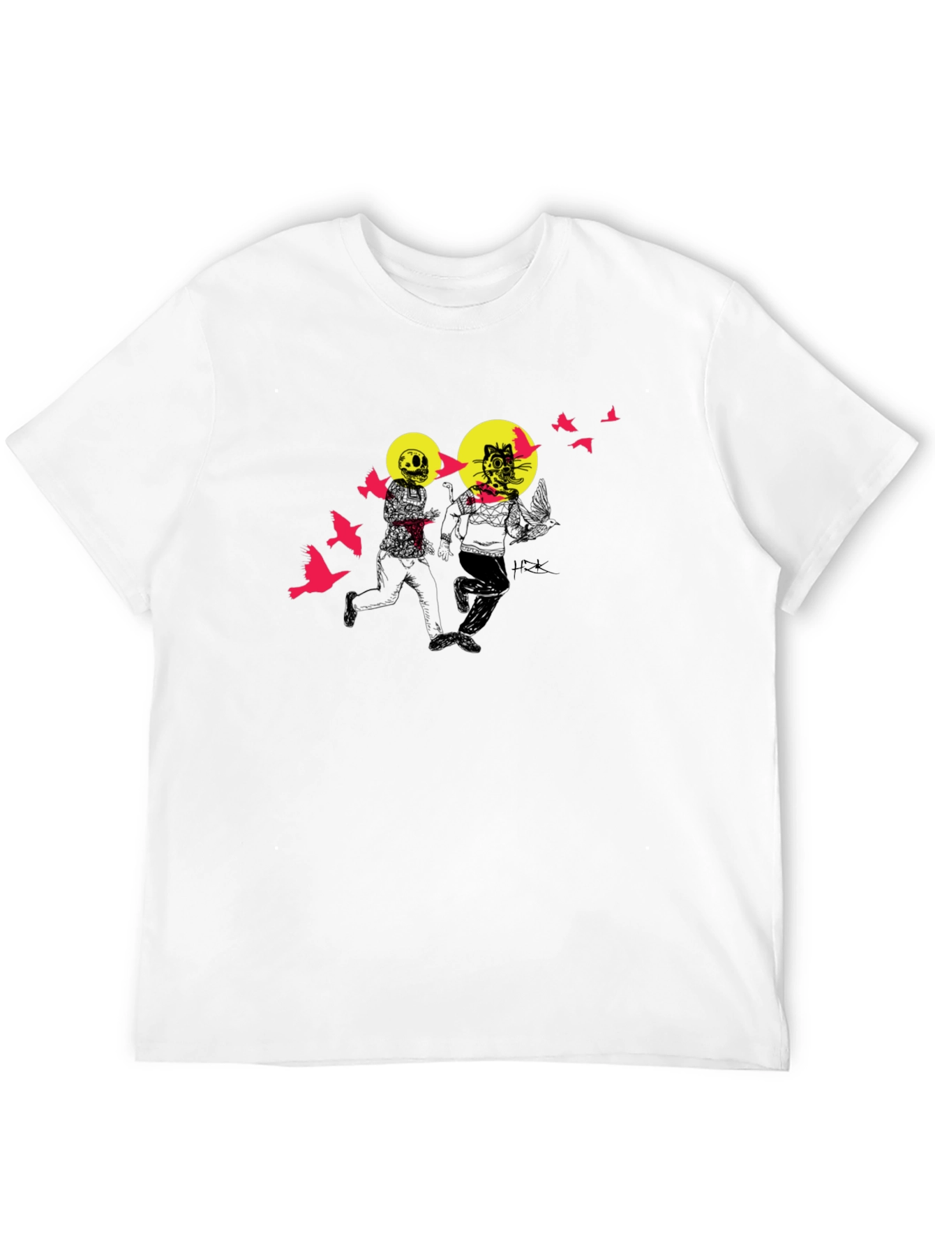 Graphic Print Black Crewneck T-Shirt