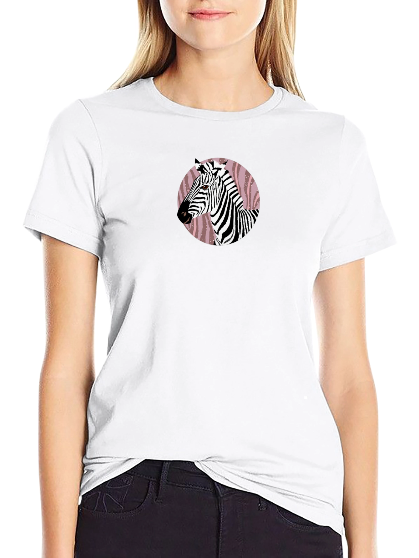 Zebra Graphic Print Crew Neck T-Shirt