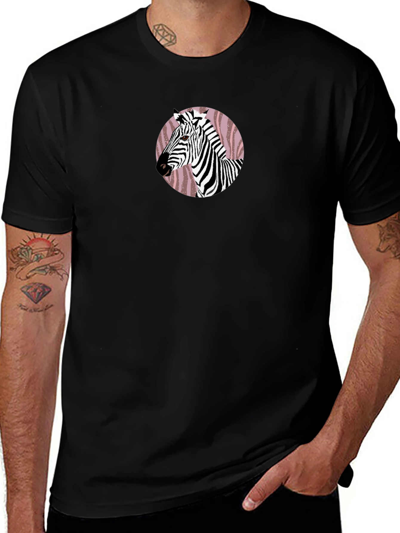 Zebra Graphic Print Crew Neck T-Shirt