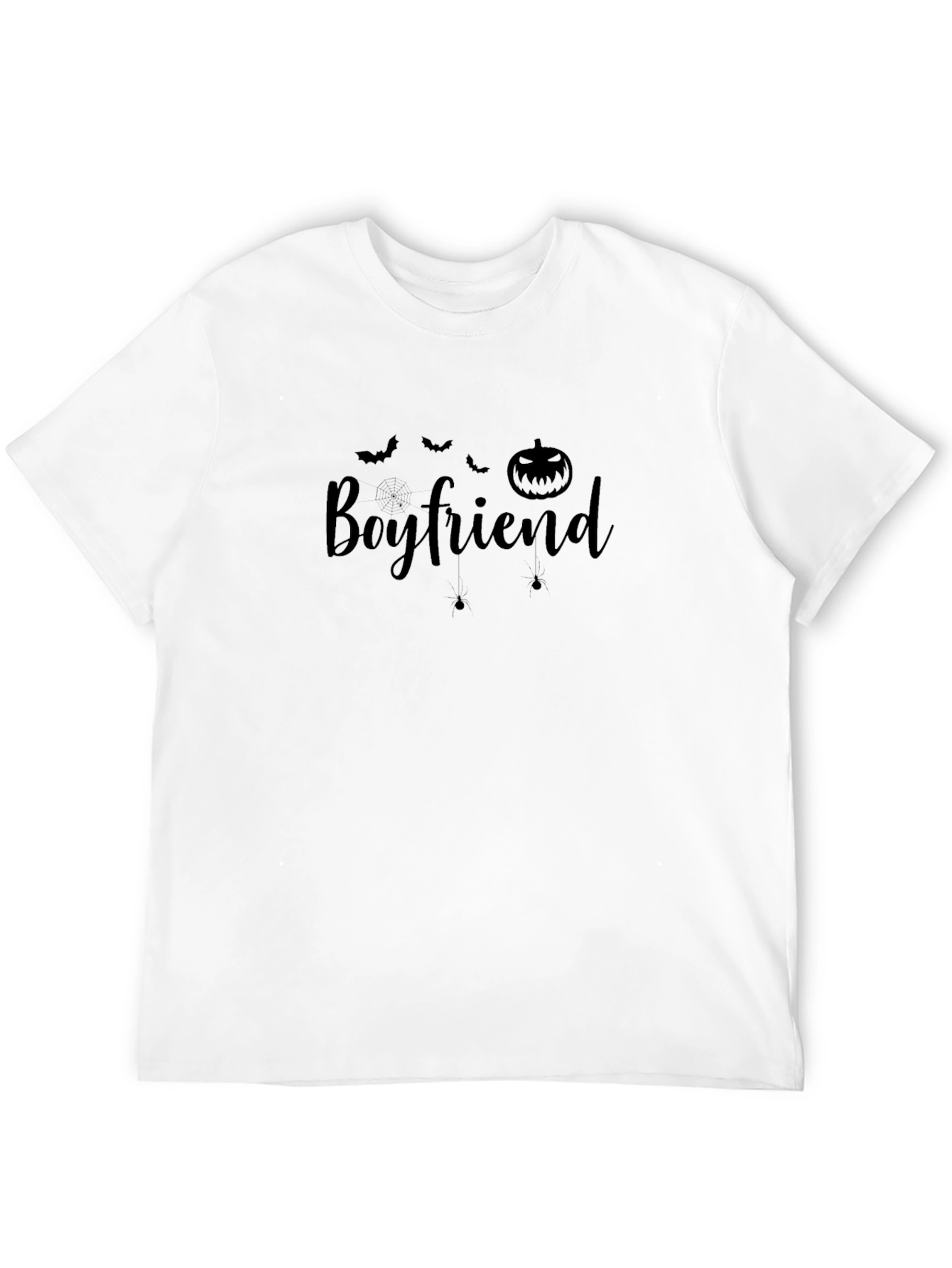 Boyfriend Halloween T-Shirt Pumpkin and Bats Tee