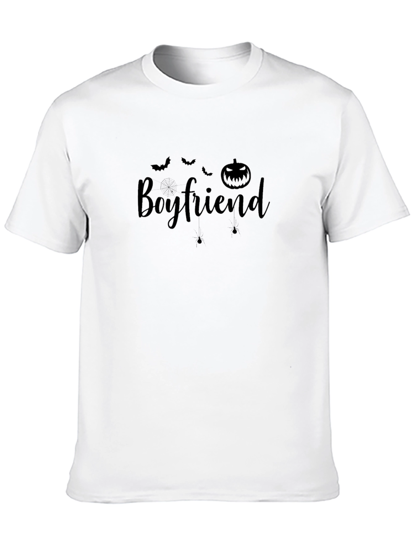 Boyfriend Halloween T-Shirt Pumpkin and Bats Tee