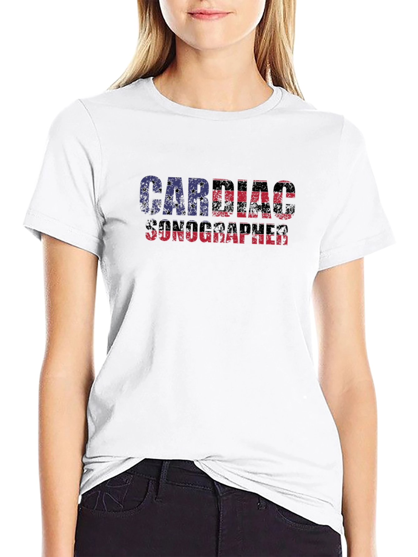 Cardiac Sonographer USA Flag T-Shirt