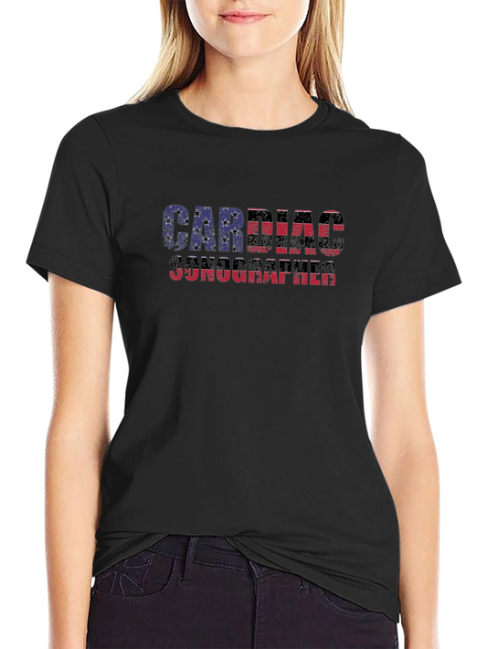 Cardiac Sonographer USA Flag T-Shirt