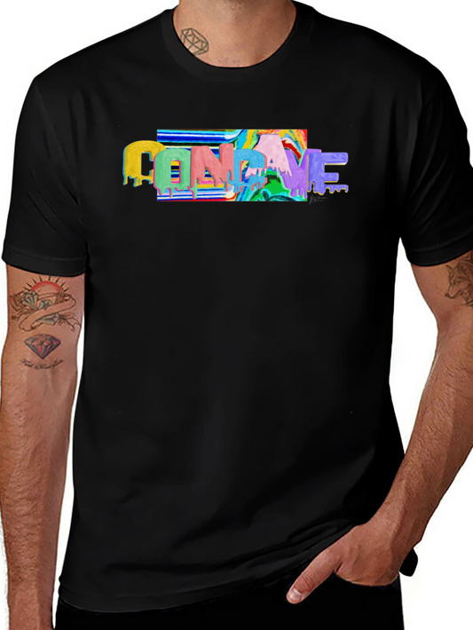 Colorful CONCAVE Graphic Print Black T-Shirt