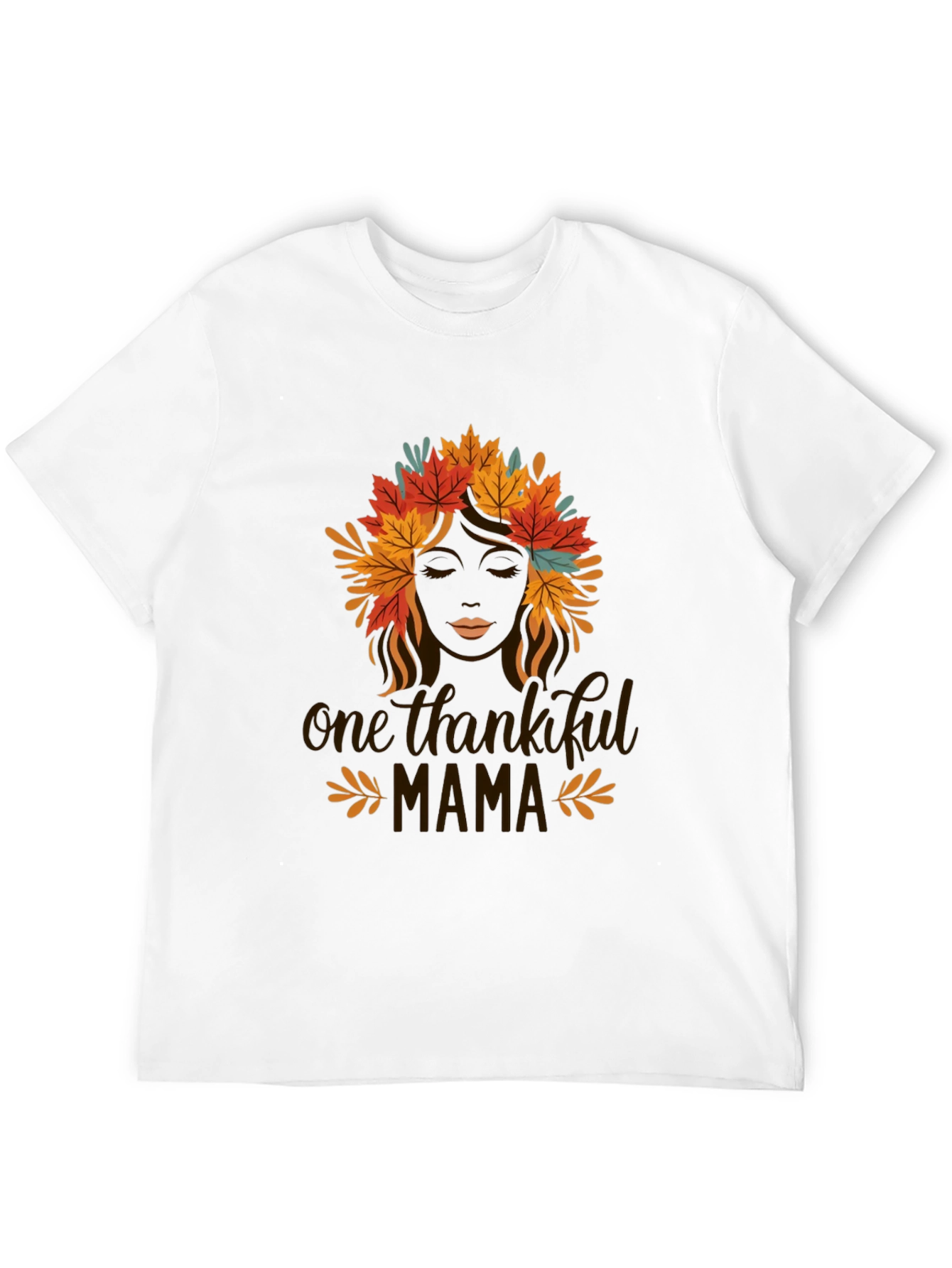 Thankful Mama Black T-Shirt with Fall Leaf Design