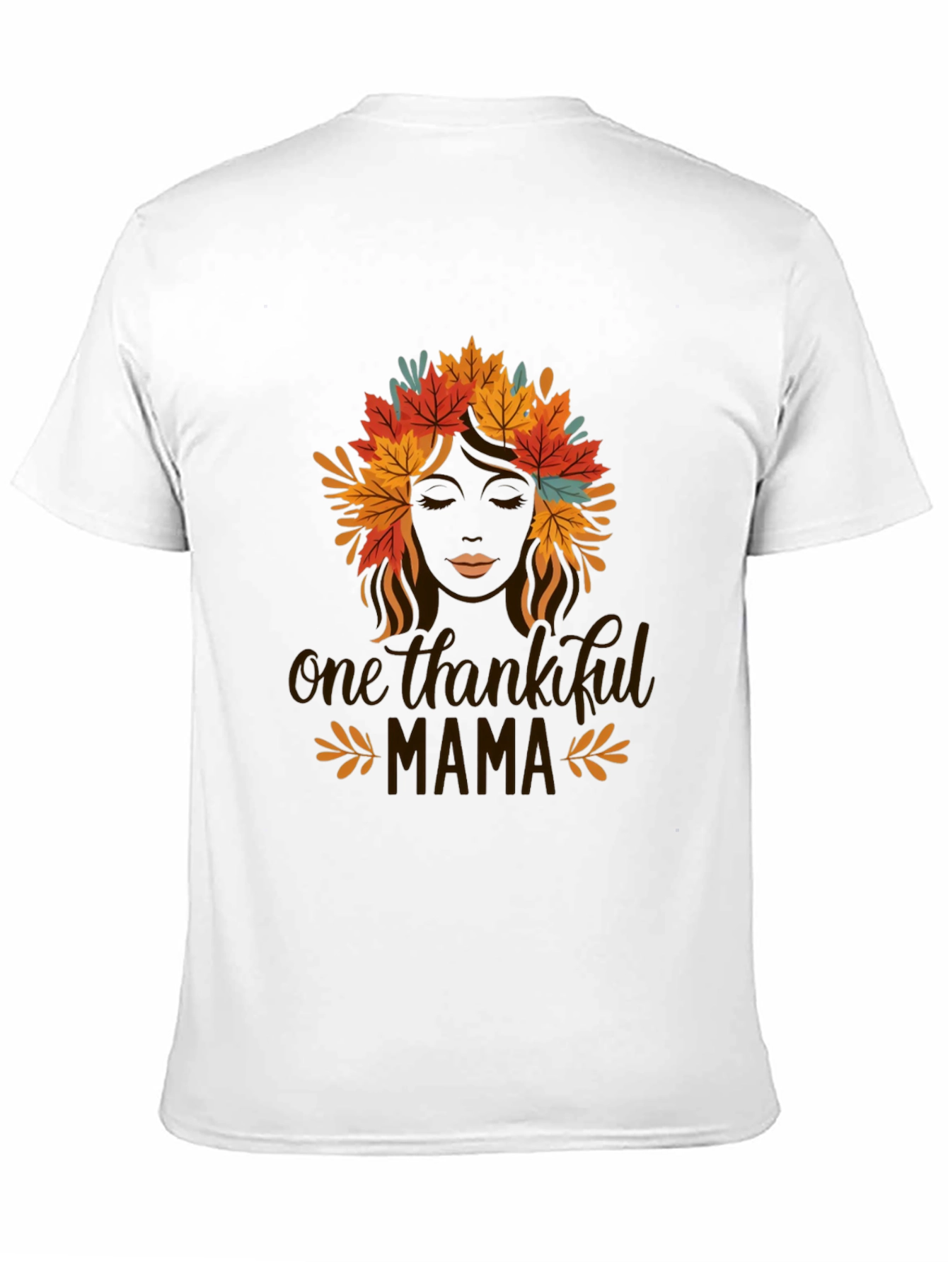 Thankful Mama Black T-Shirt with Fall Leaf Design
