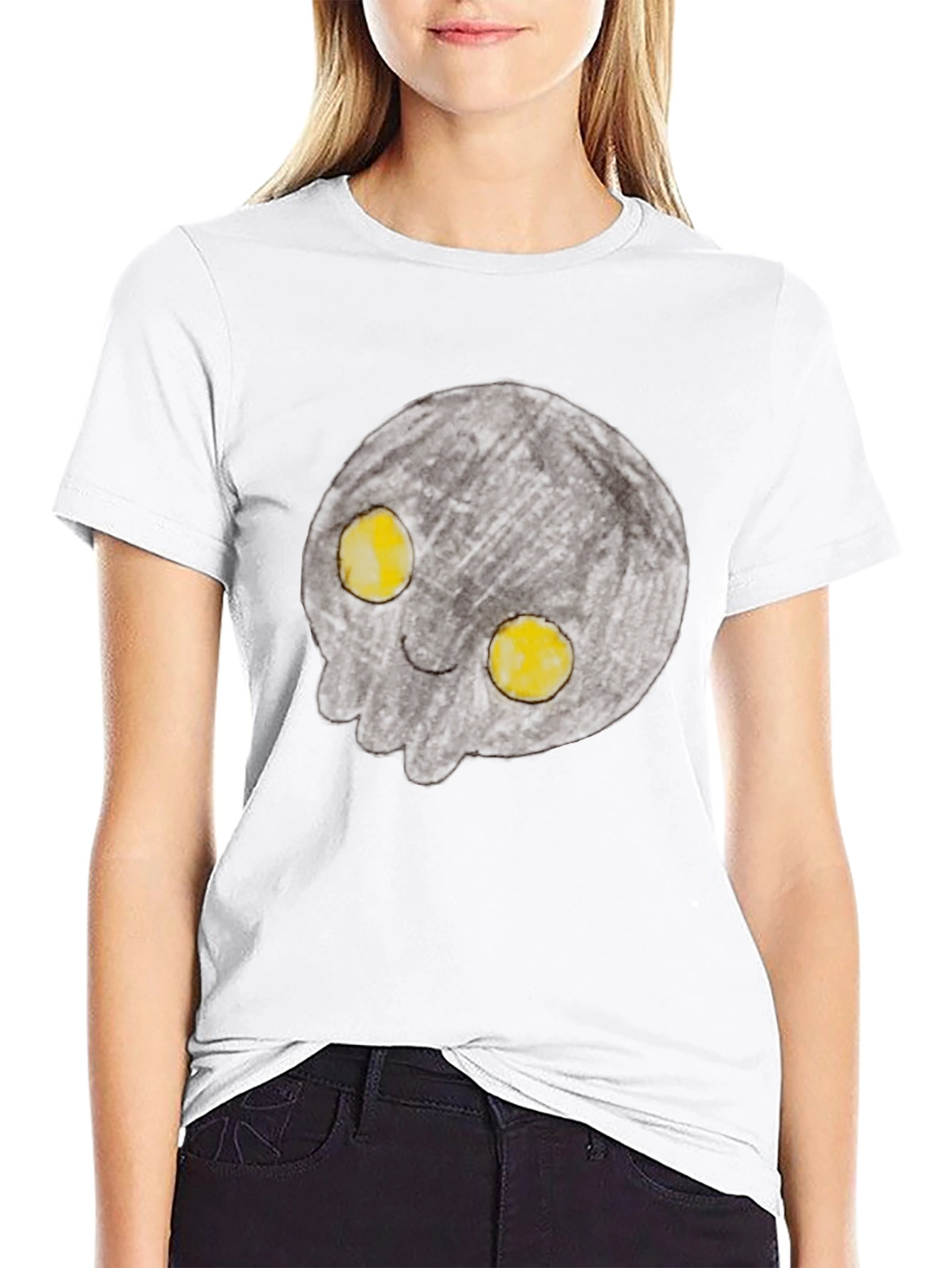 Spooky Black T-Shirt with Glowing Eyes Graphic