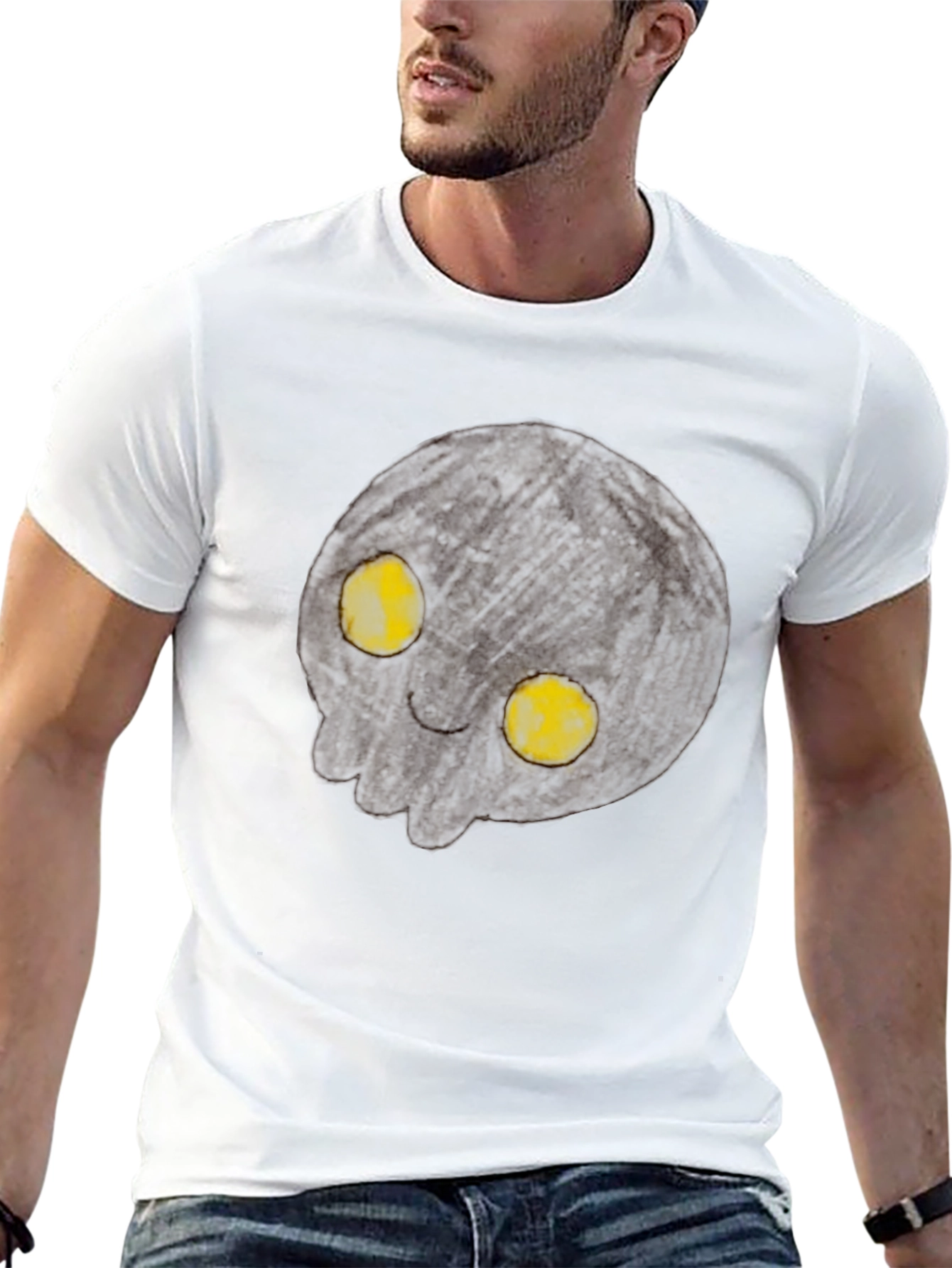Spooky Black T-Shirt with Glowing Eyes Graphic
