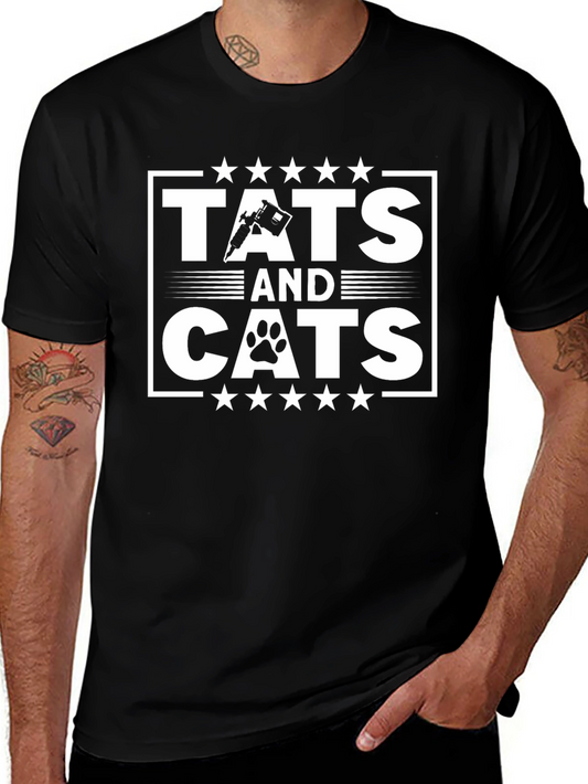 Tats and Cats Graphic T-Shirt - Black