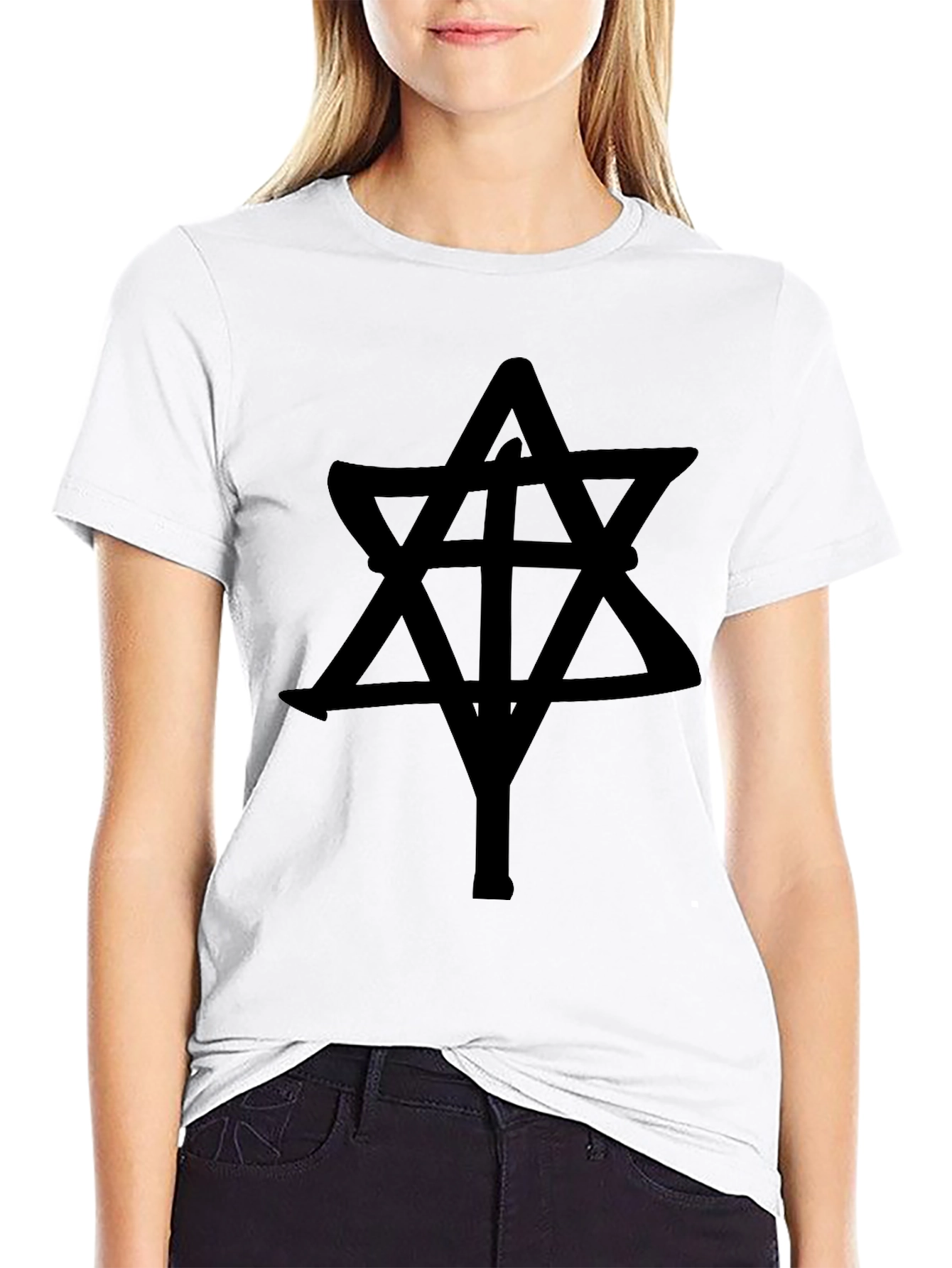 Abstract Star Graphic Black T-Shirt