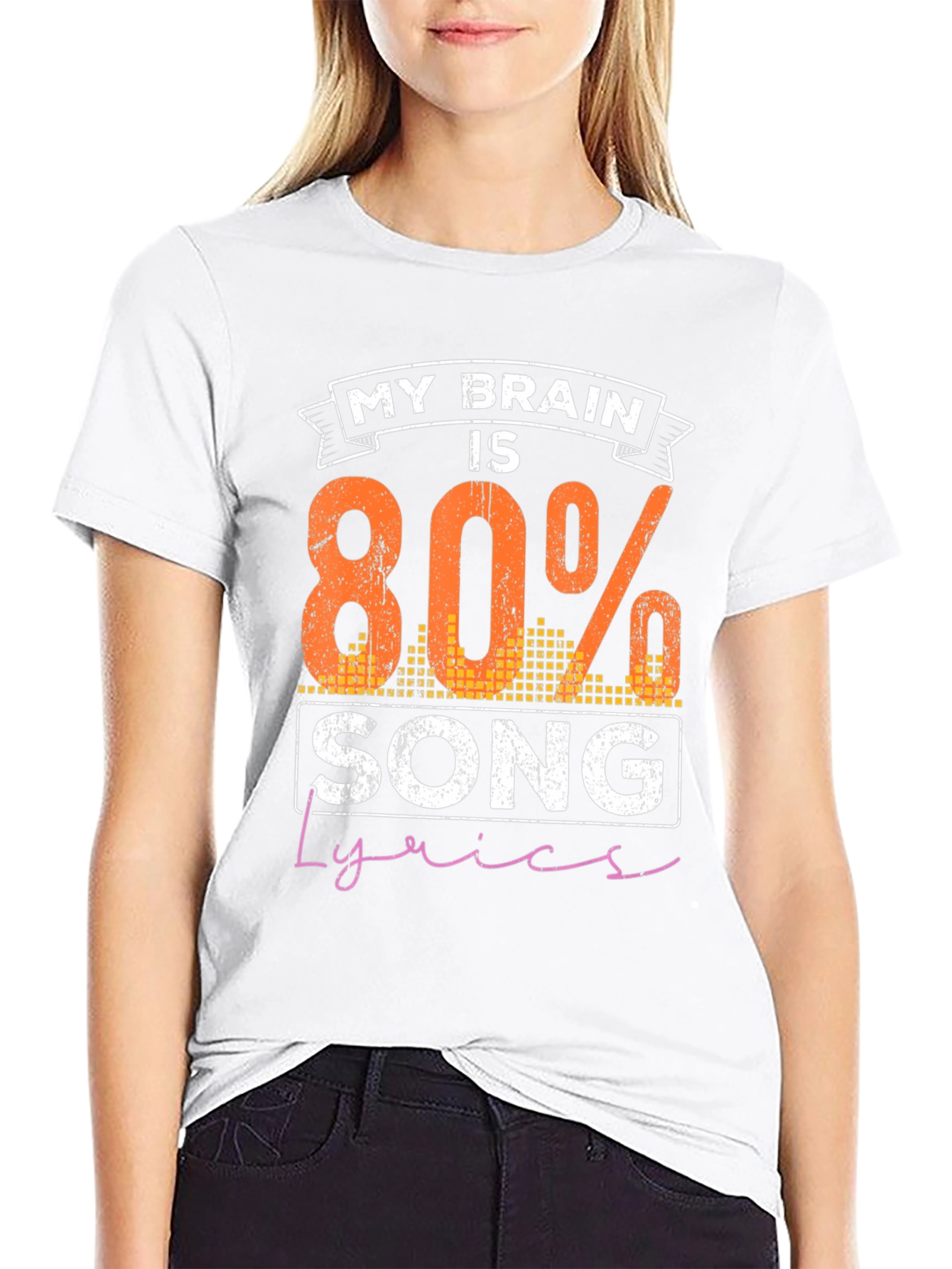 My Brain is 80% Song Lyrics Funny Black T-Shirt