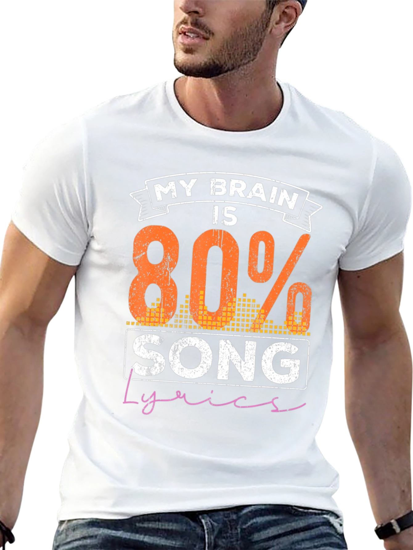 My Brain is 80% Song Lyrics Funny Black T-Shirt