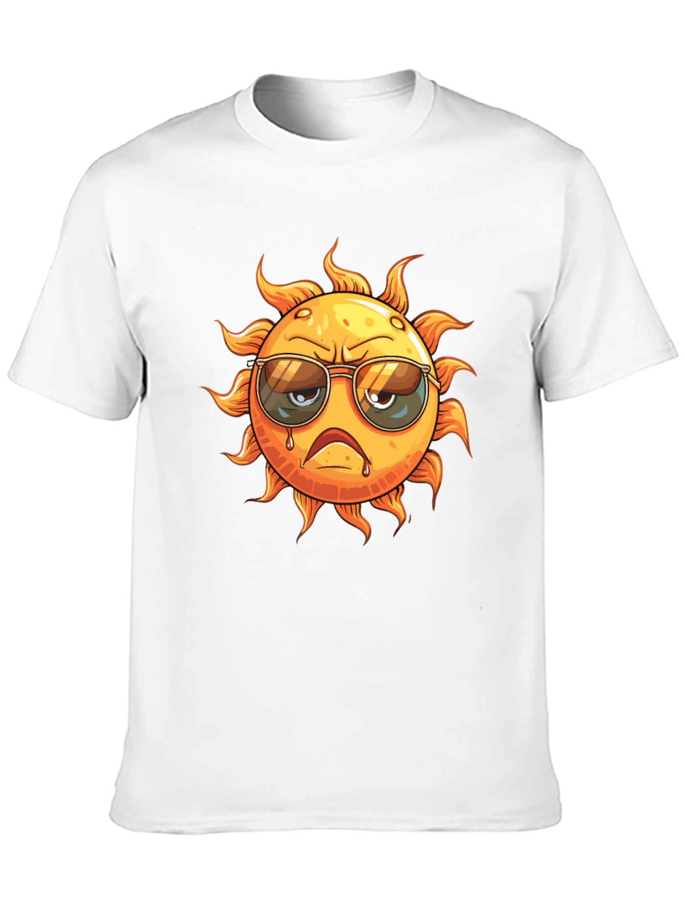 Grumpy Sun Graphic T-Shirt - Cool Summer Style