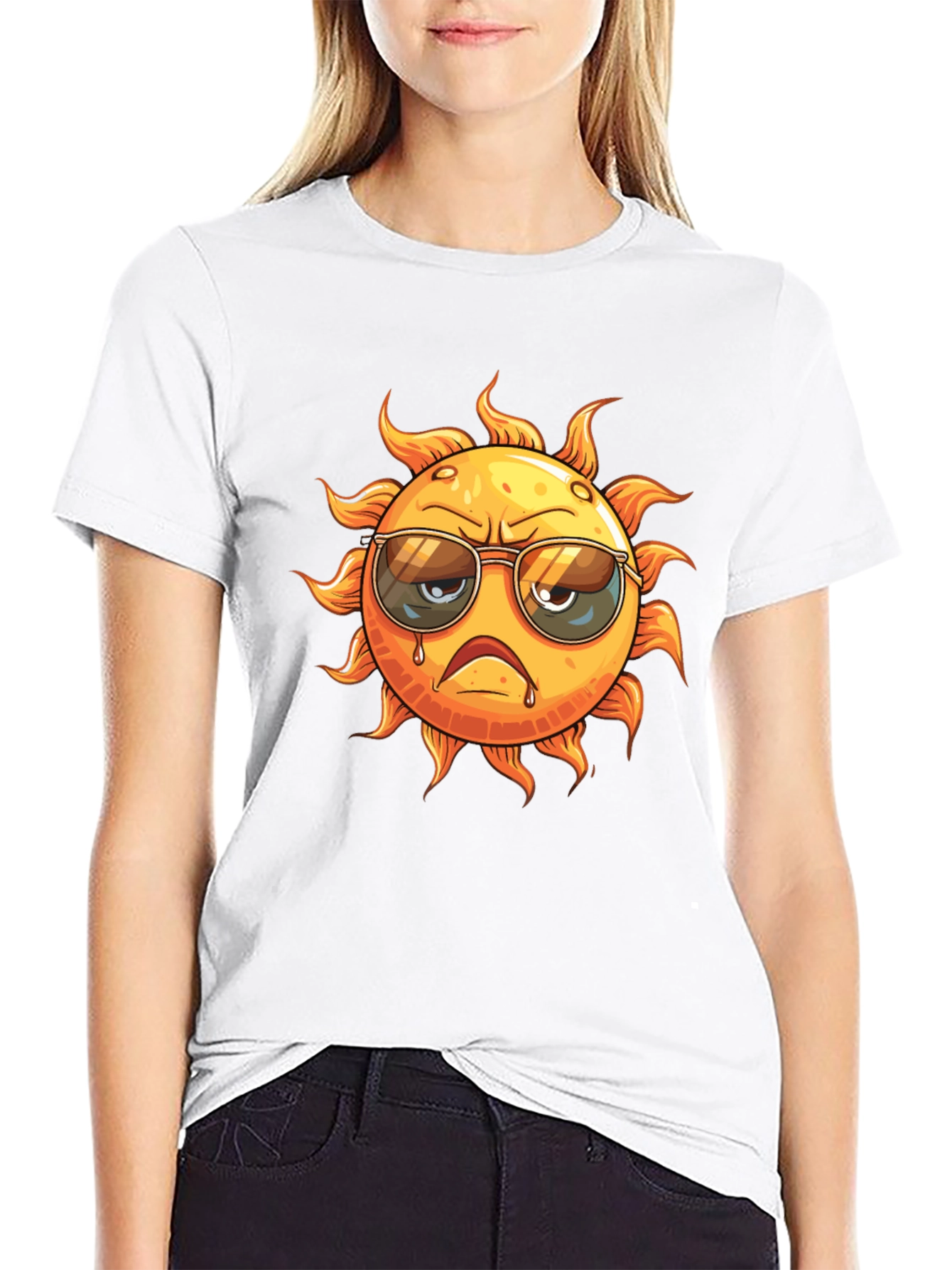 Grumpy Sun Graphic T-Shirt - Cool Summer Style