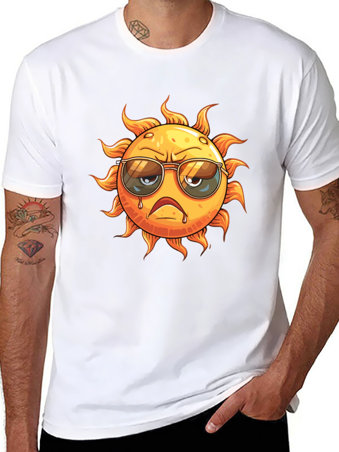 Grumpy Sun Graphic T-Shirt - Cool Summer Style