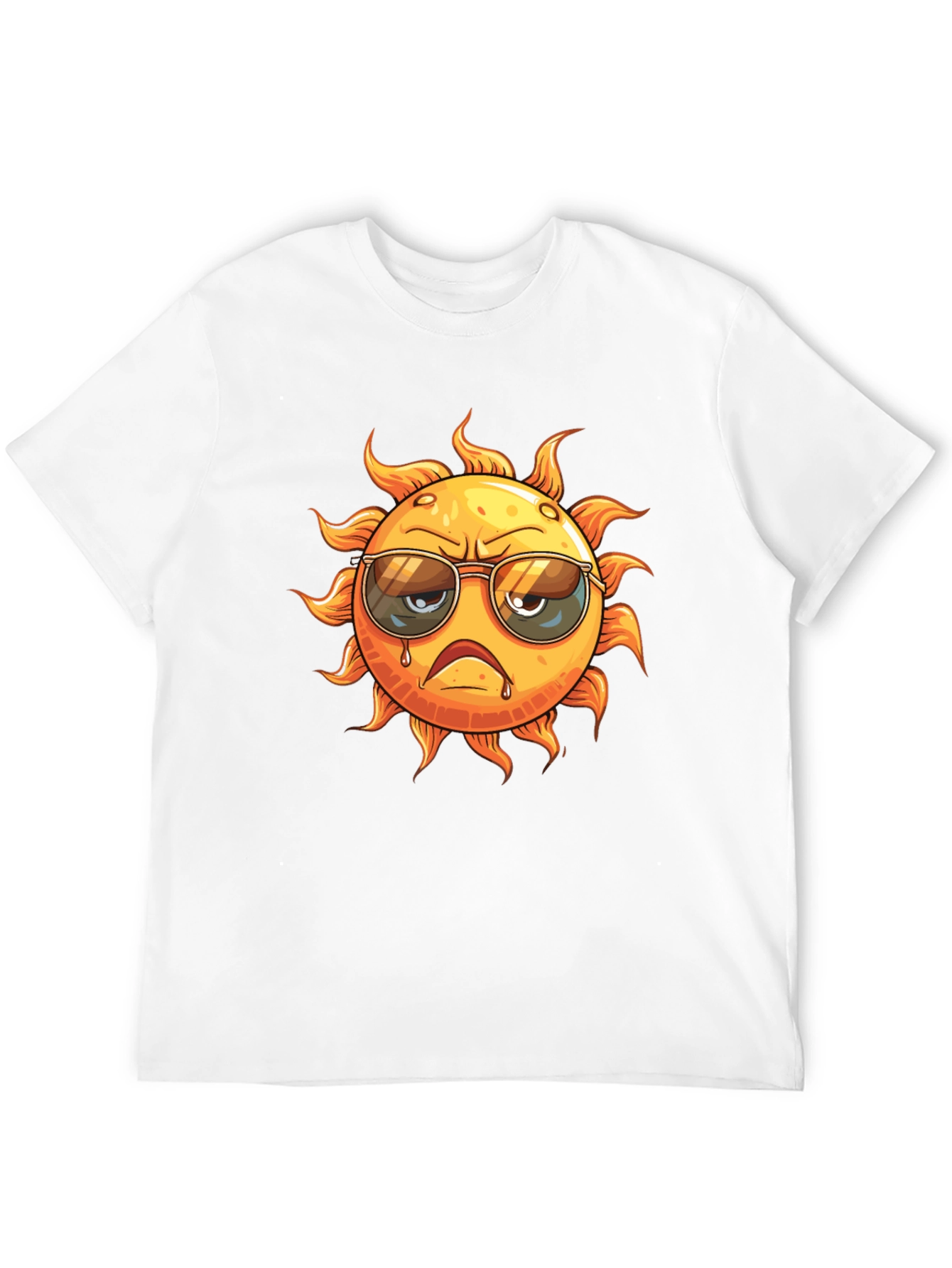 Grumpy Sun Graphic T-Shirt - Cool Summer Style