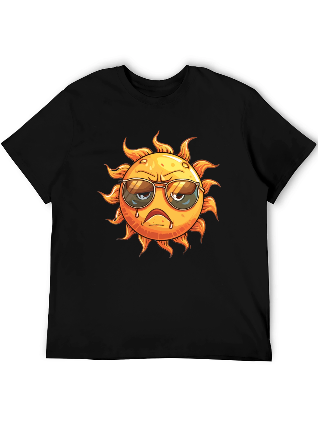 Grumpy Sun Graphic T-Shirt - Cool Summer Style