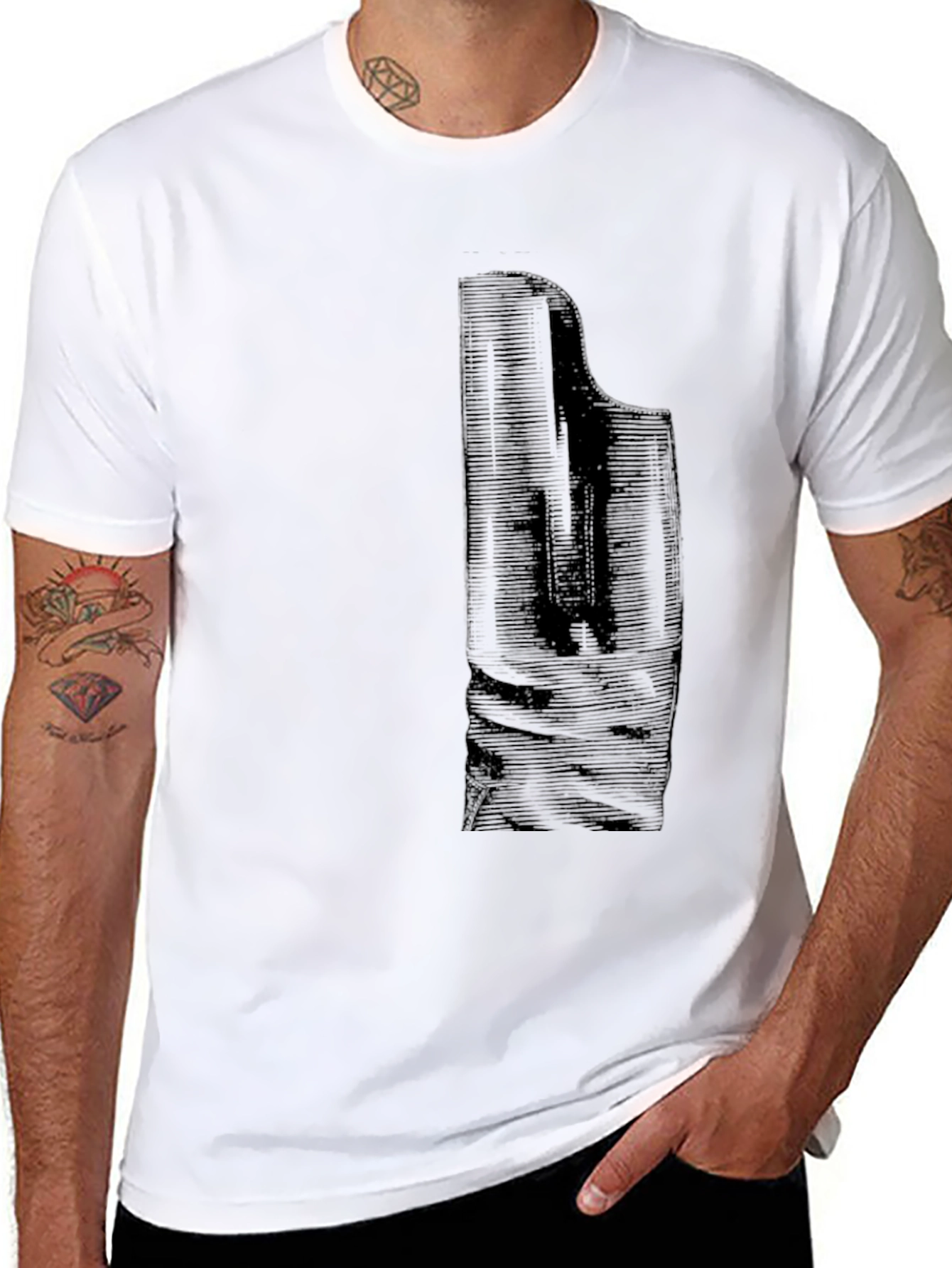 Black Piano Graphic Tee - Casual Mens T-Shirt