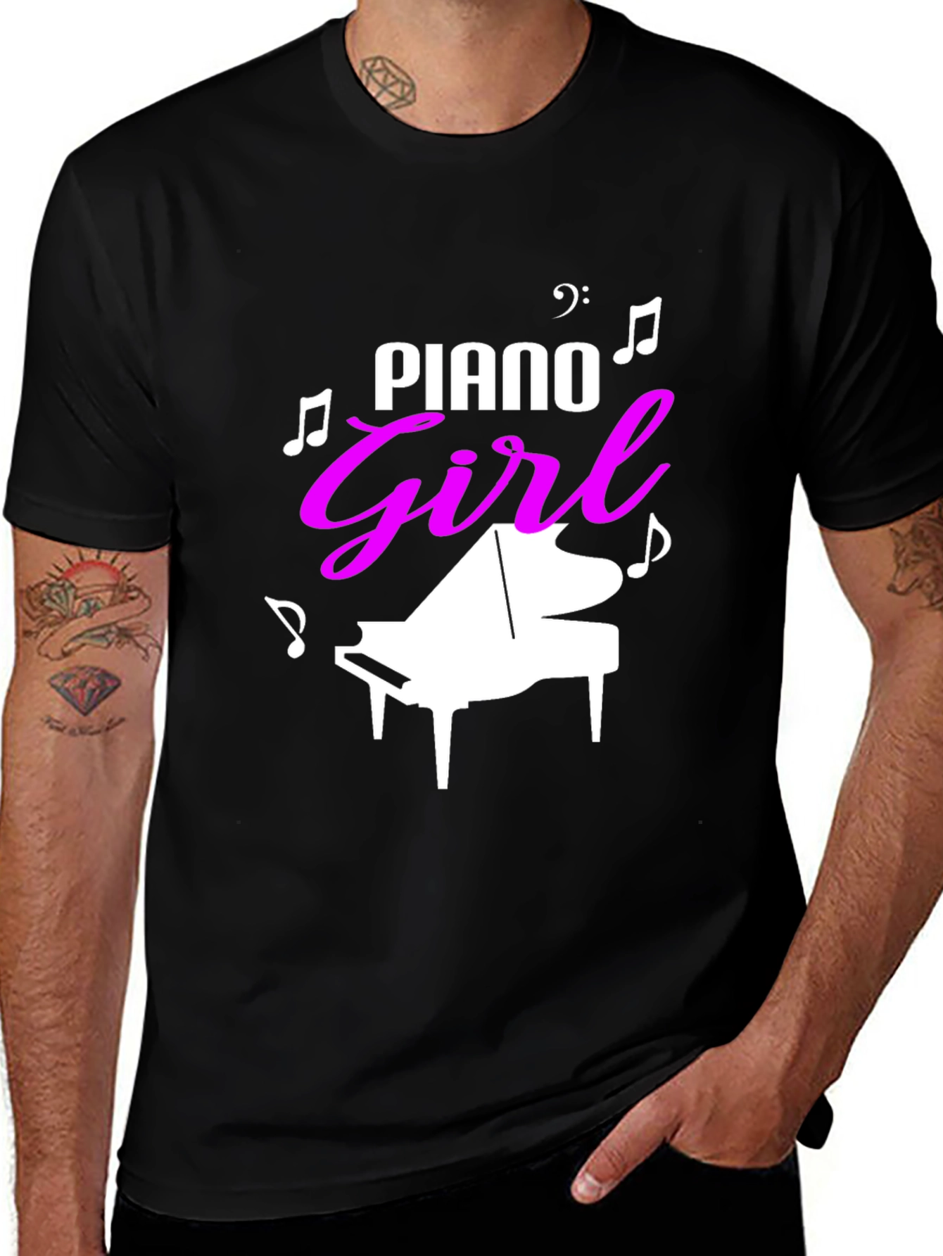 Piano Girl Graphic Tee - Music Lover Shirt