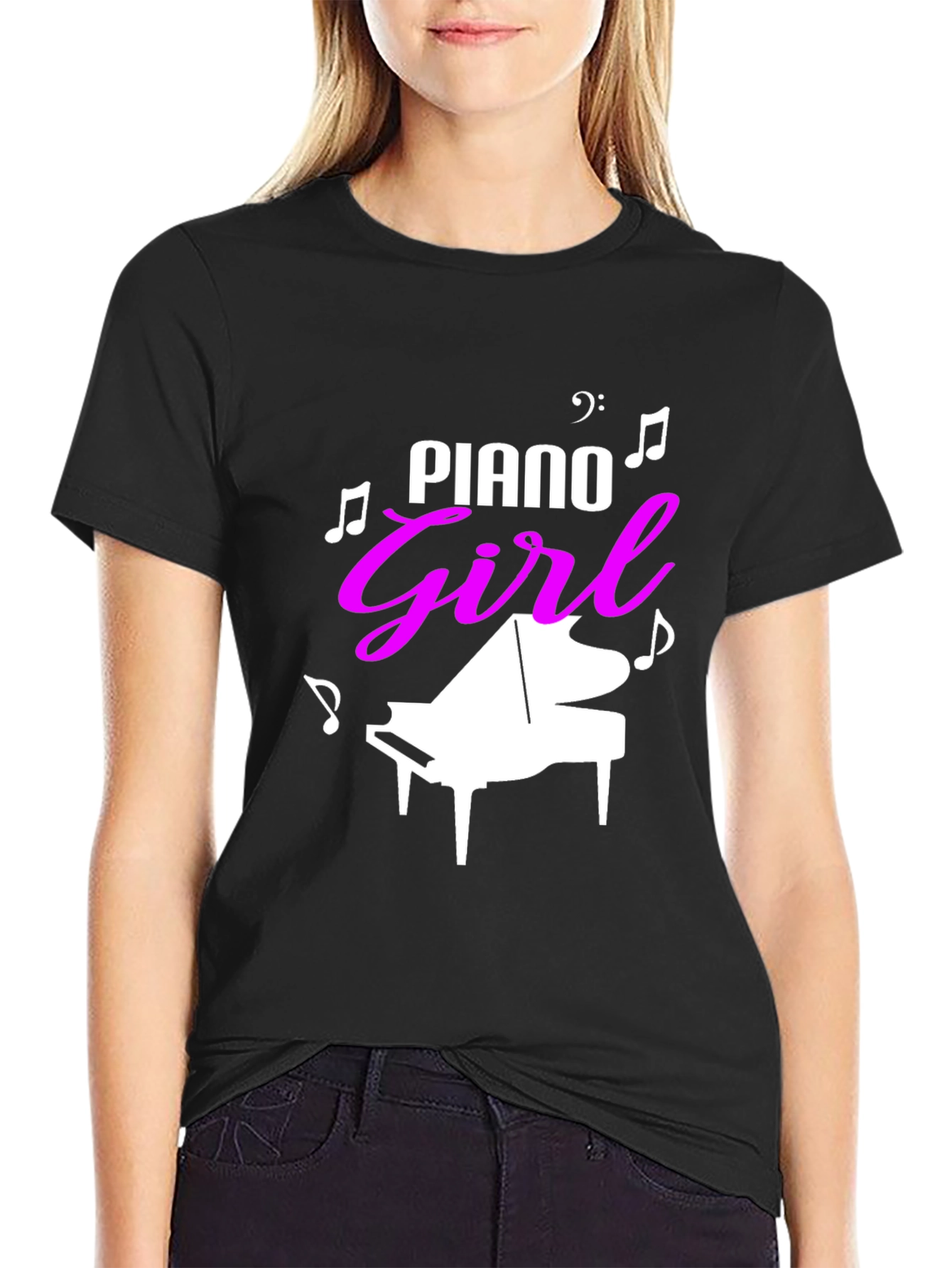 Piano Girl Graphic Tee - Music Lover Shirt