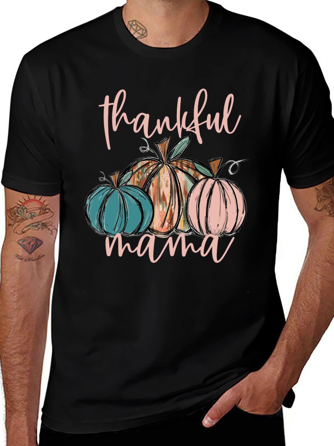 Thankful Mama Pumpkin T-Shirt Fall Thanksgiving