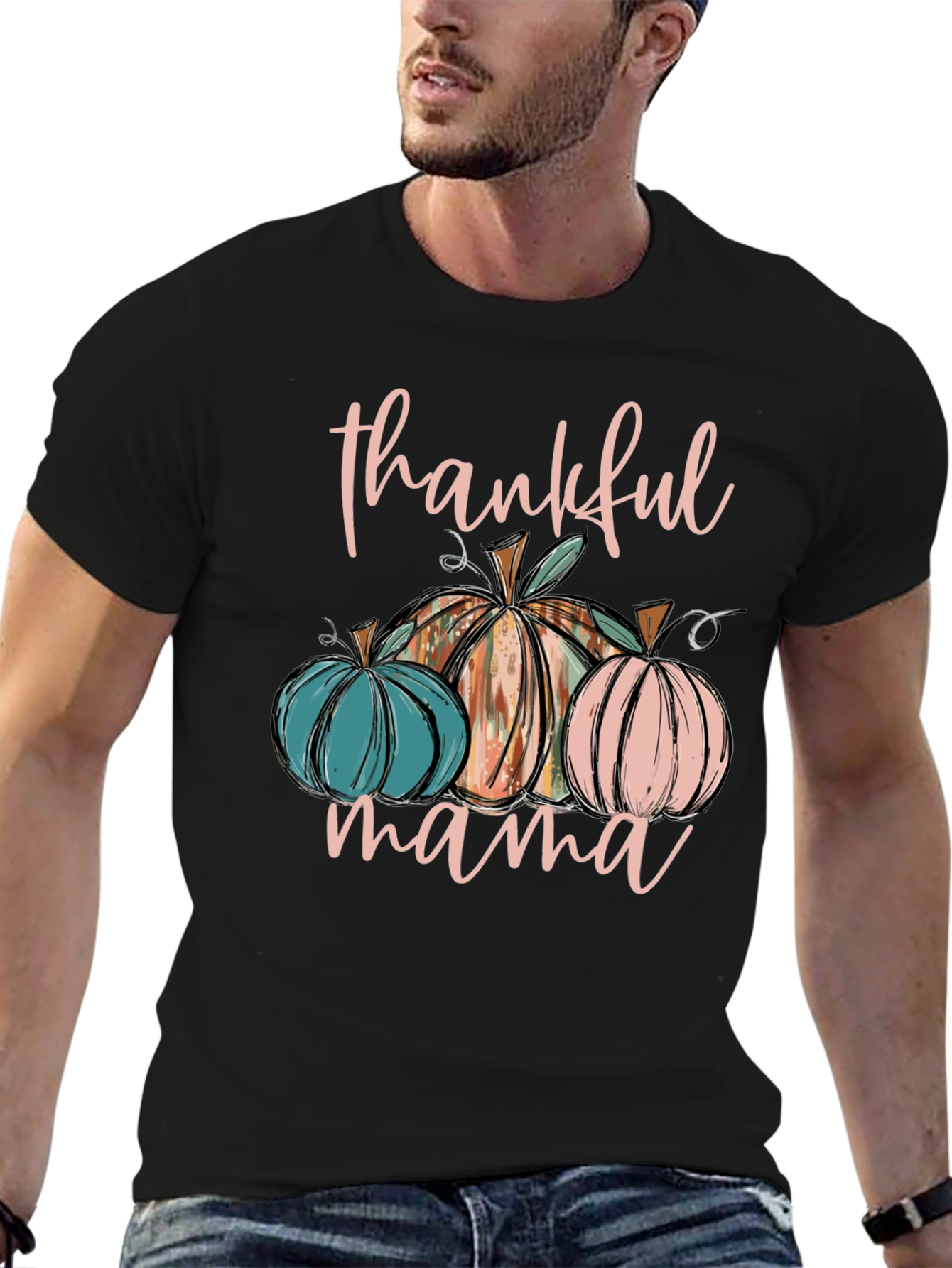 Thankful Mama Pumpkin T-Shirt Fall Thanksgiving