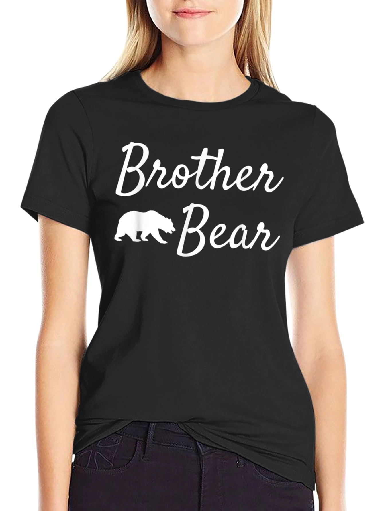 Brother Bear Graphic Tee - Black Cotton Blend