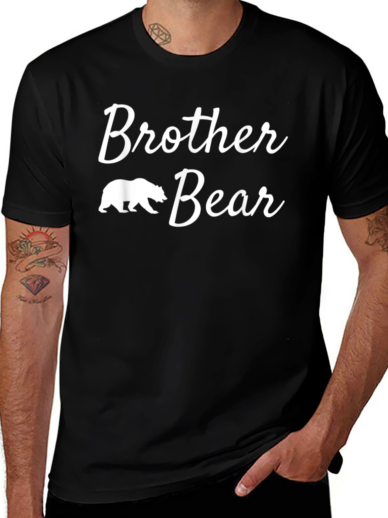 Brother Bear Graphic Tee - Black Cotton Blend