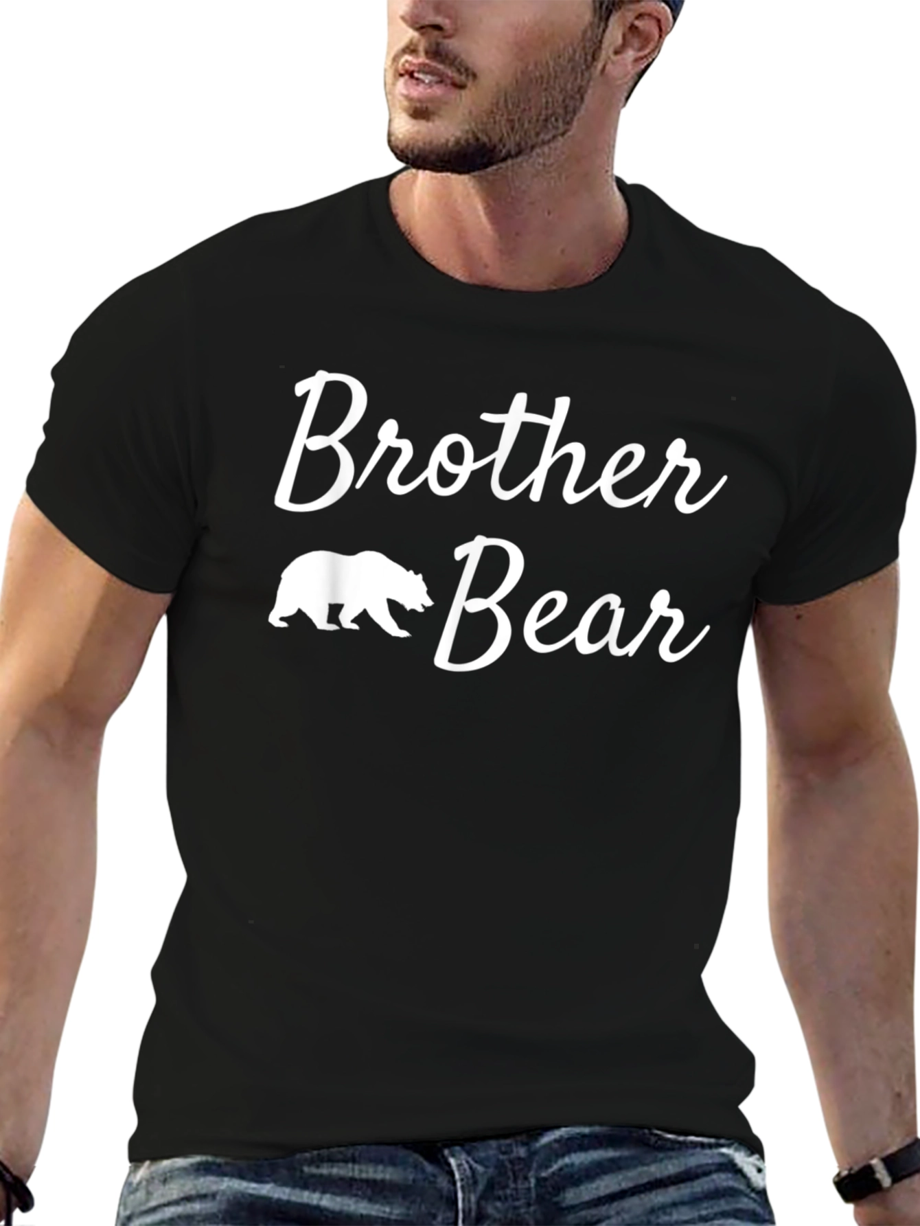 Brother Bear Graphic Tee - Black Cotton Blend