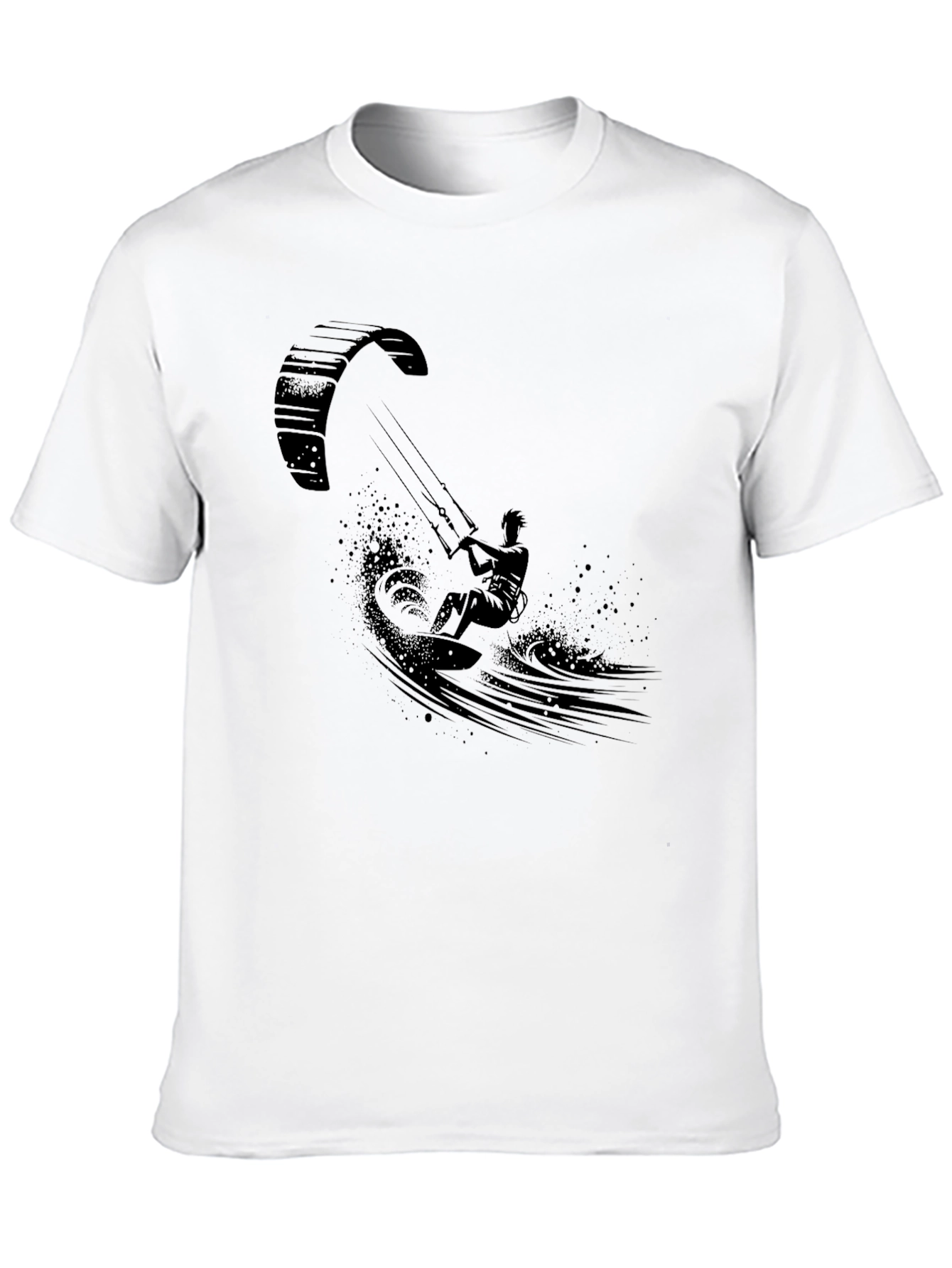 Kite Surfing Graphic Tee - Black Cotton T-Shirt
