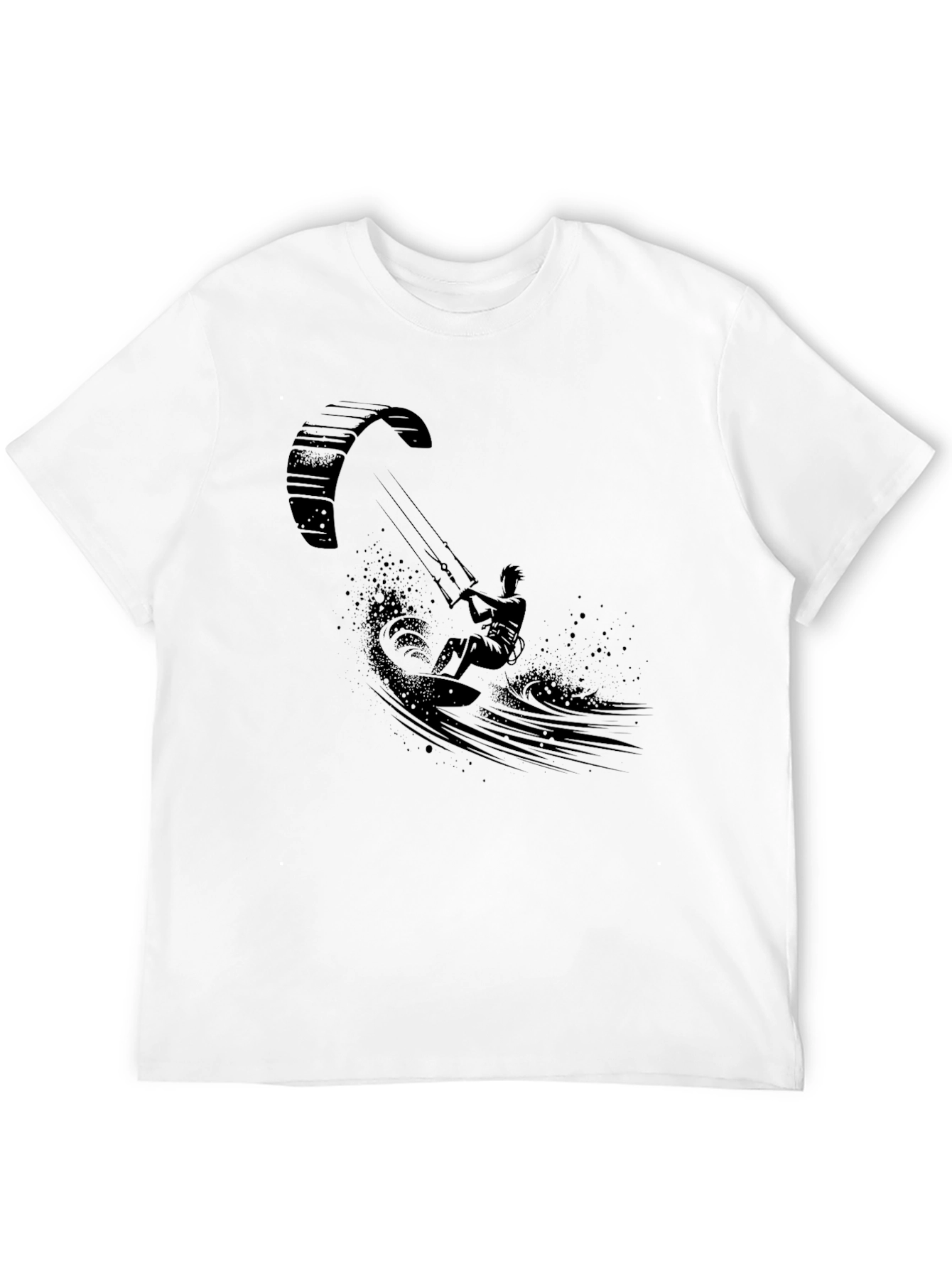 Kite Surfing Graphic Tee - Black Cotton T-Shirt
