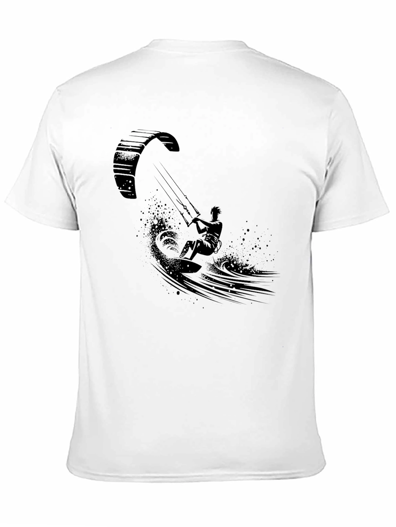 Kite Surfing Graphic Tee - Black Cotton T-Shirt