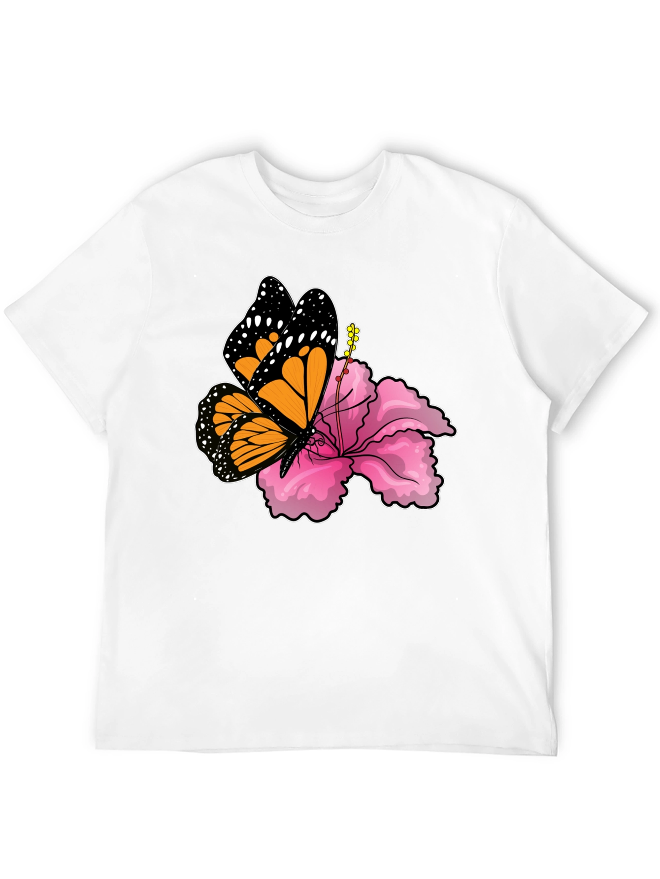 Butterfly Hibiscus Graphic Tee - Mens Black T-Shirt