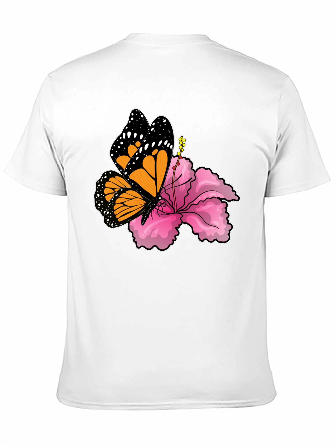 Butterfly Hibiscus Graphic Tee - Mens Black T-Shirt