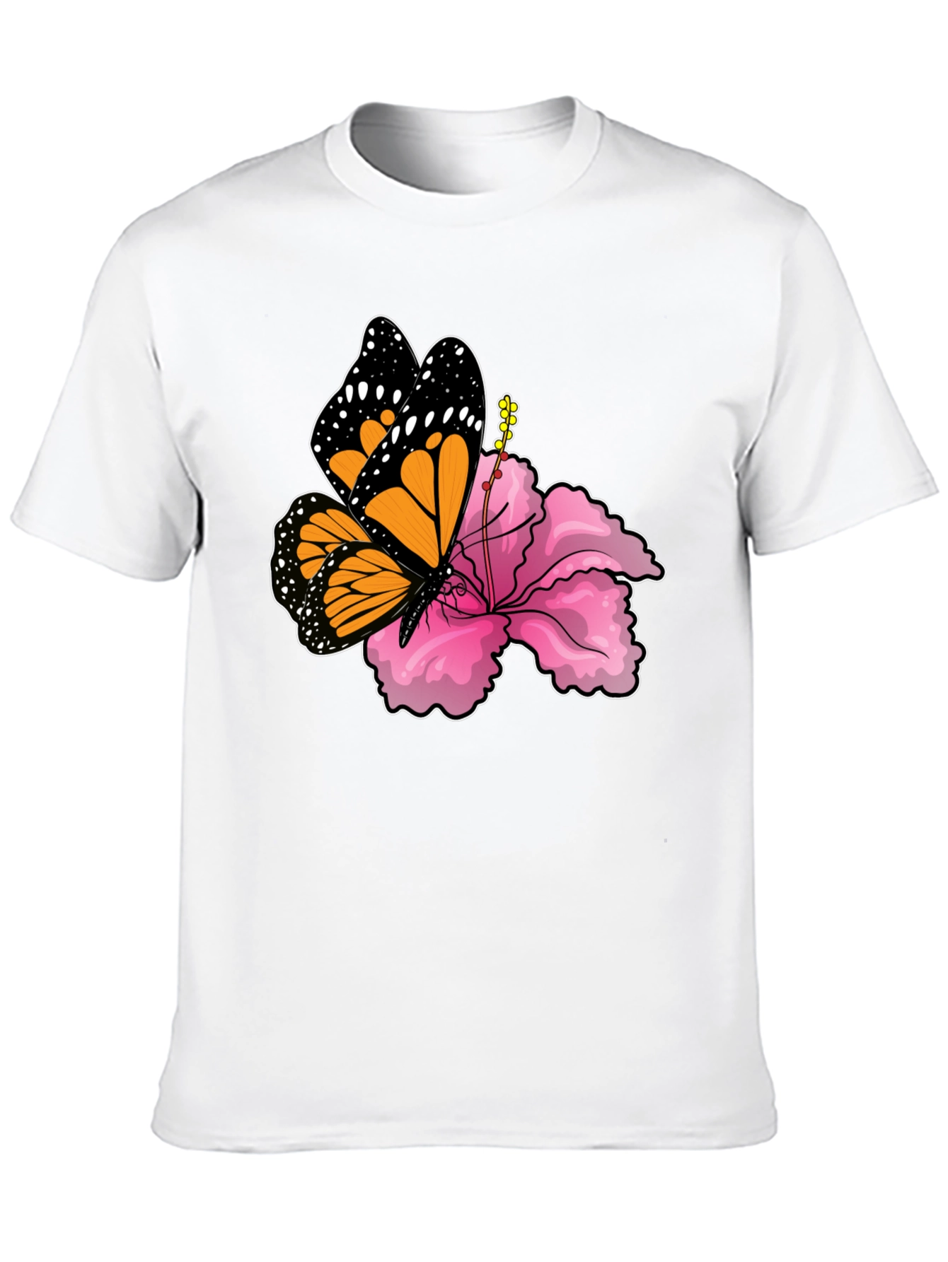 Butterfly Hibiscus Graphic Tee - Mens Black T-Shirt