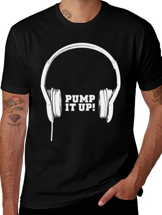Pump It Up! Headphones Graphic Tee - Black Cotton Blend