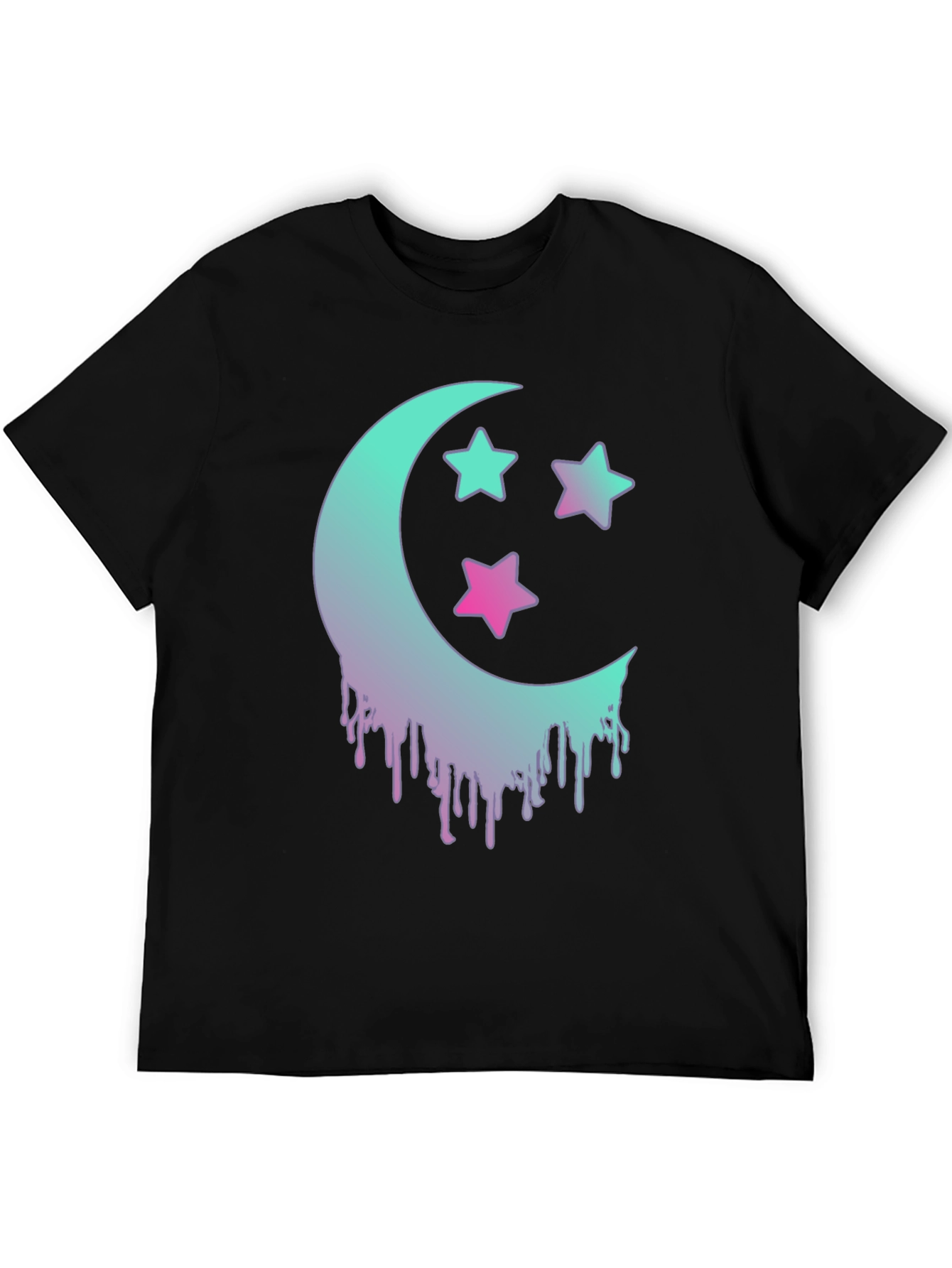 Moon & Stars Graphic Tee - Trendy Black T-Shirt