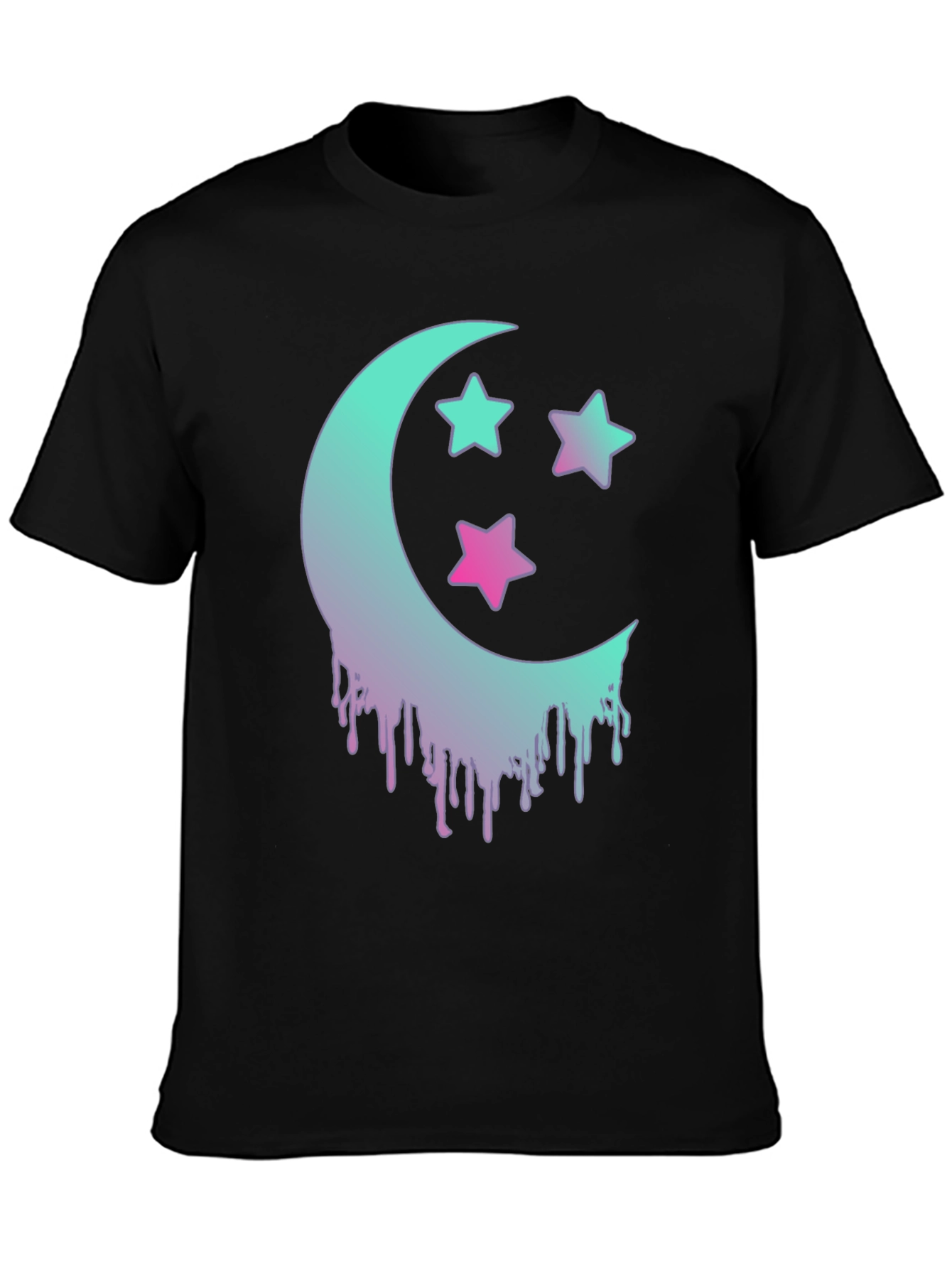 Moon & Stars Graphic Tee - Trendy Black T-Shirt