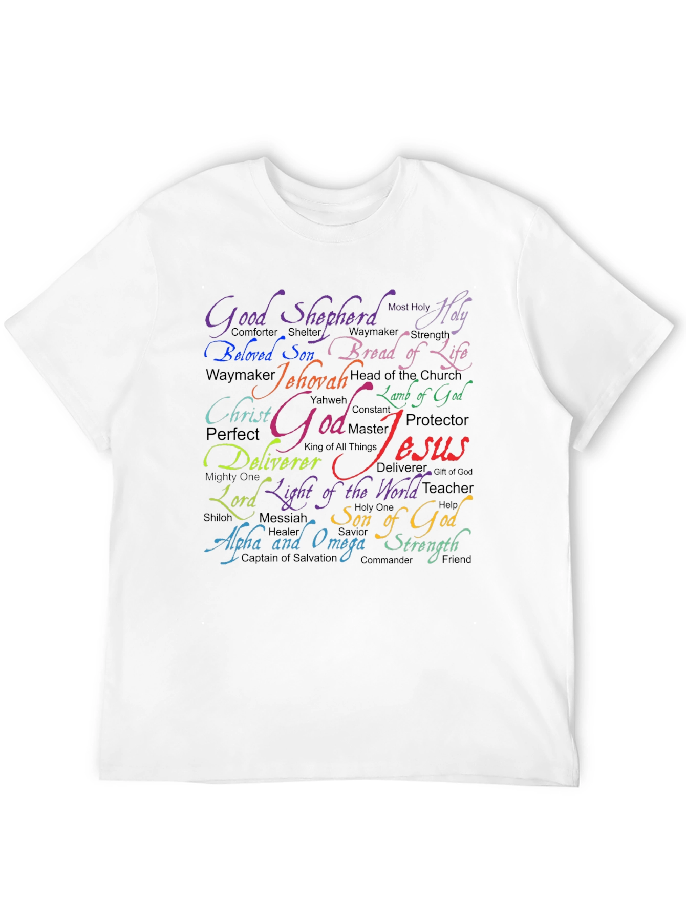 Religious Word Art T-Shirt - Jesus God Jehovah