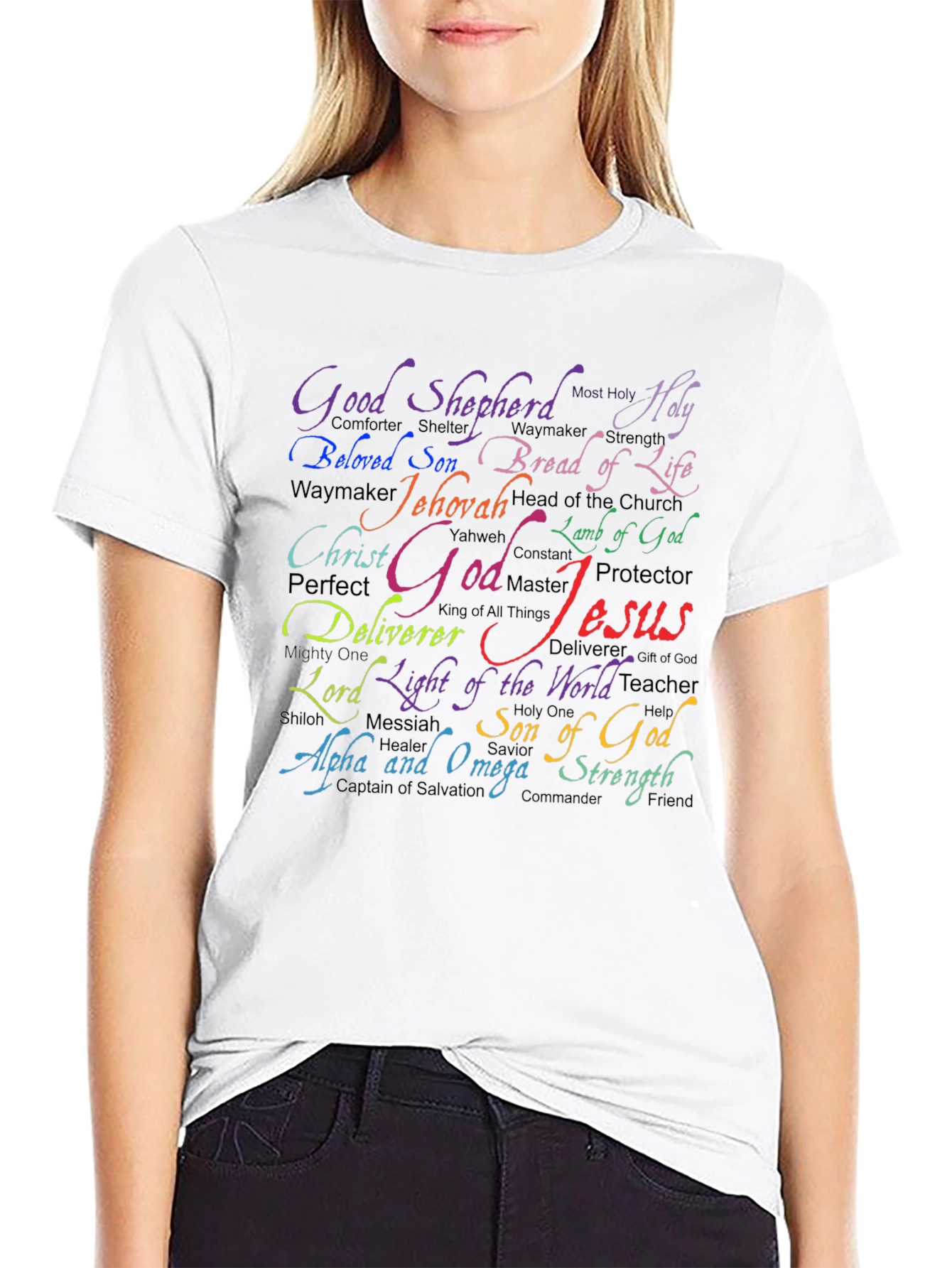 Religious Word Art T-Shirt - Jesus God Jehovah