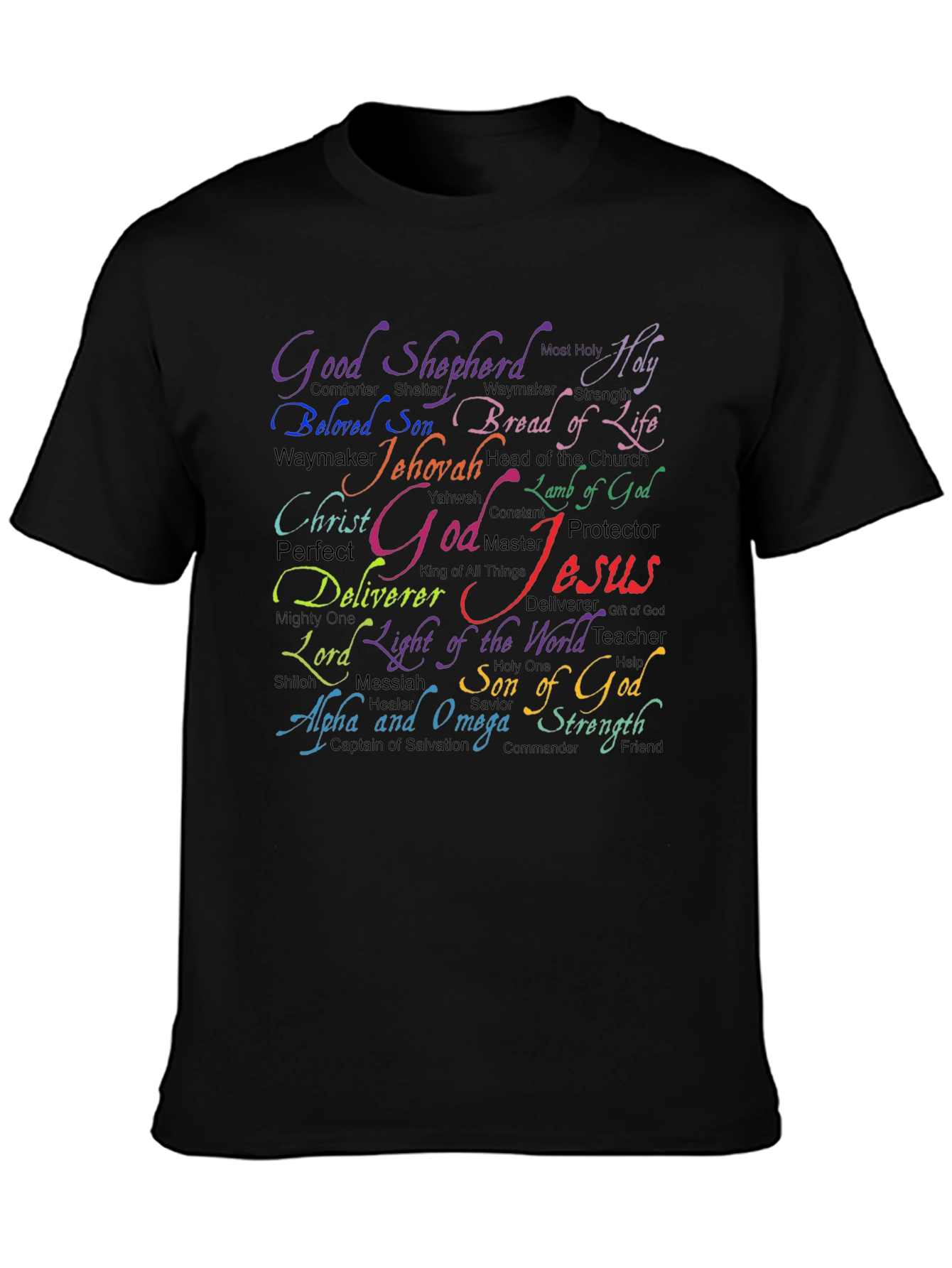 Religious Word Art T-Shirt - Jesus God Jehovah