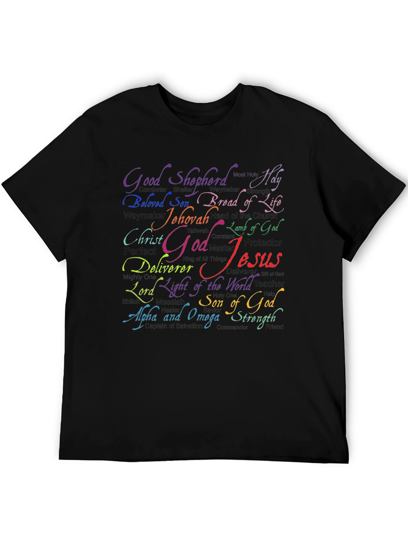 Religious Word Art T-Shirt - Jesus God Jehovah