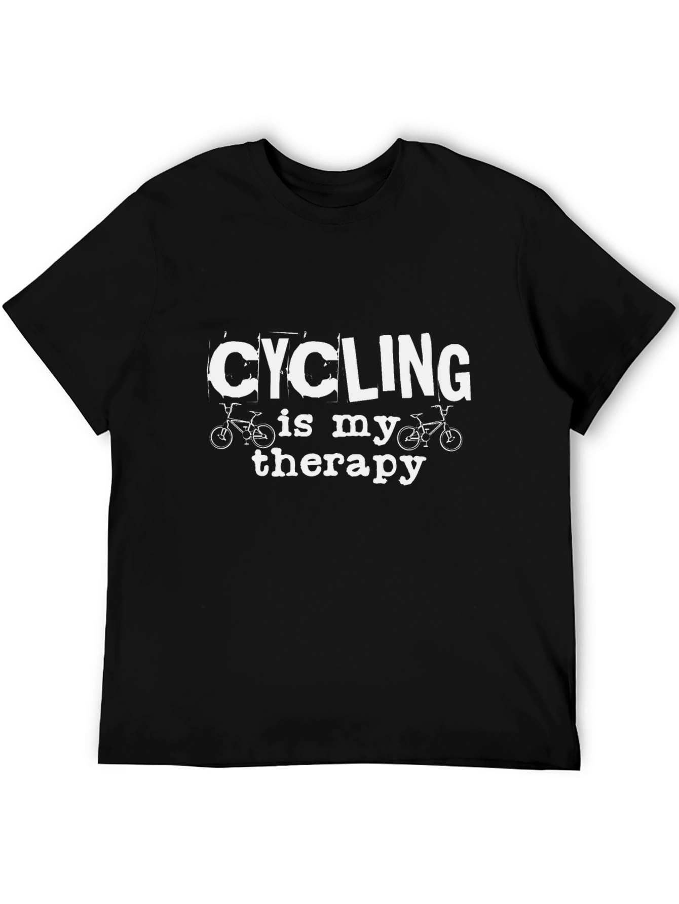 Cycling is My Therapy Black T-Shirt