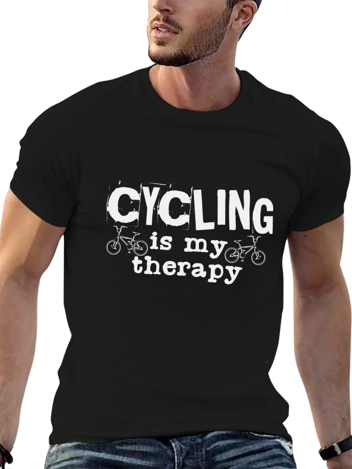 Cycling is My Therapy Black T-Shirt