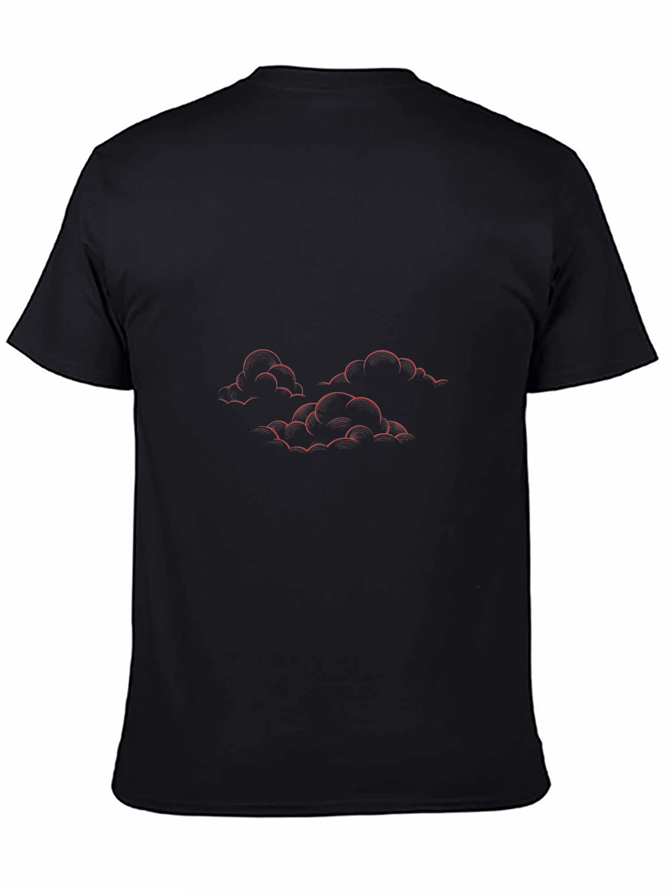 Black T-Shirt with Red Cloud Design